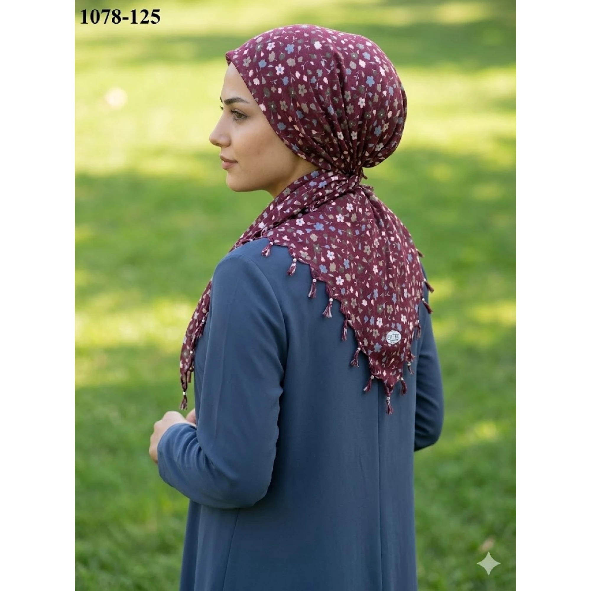 Eyfel Desenli Sökme Boncuklu Eşarp 1078-125