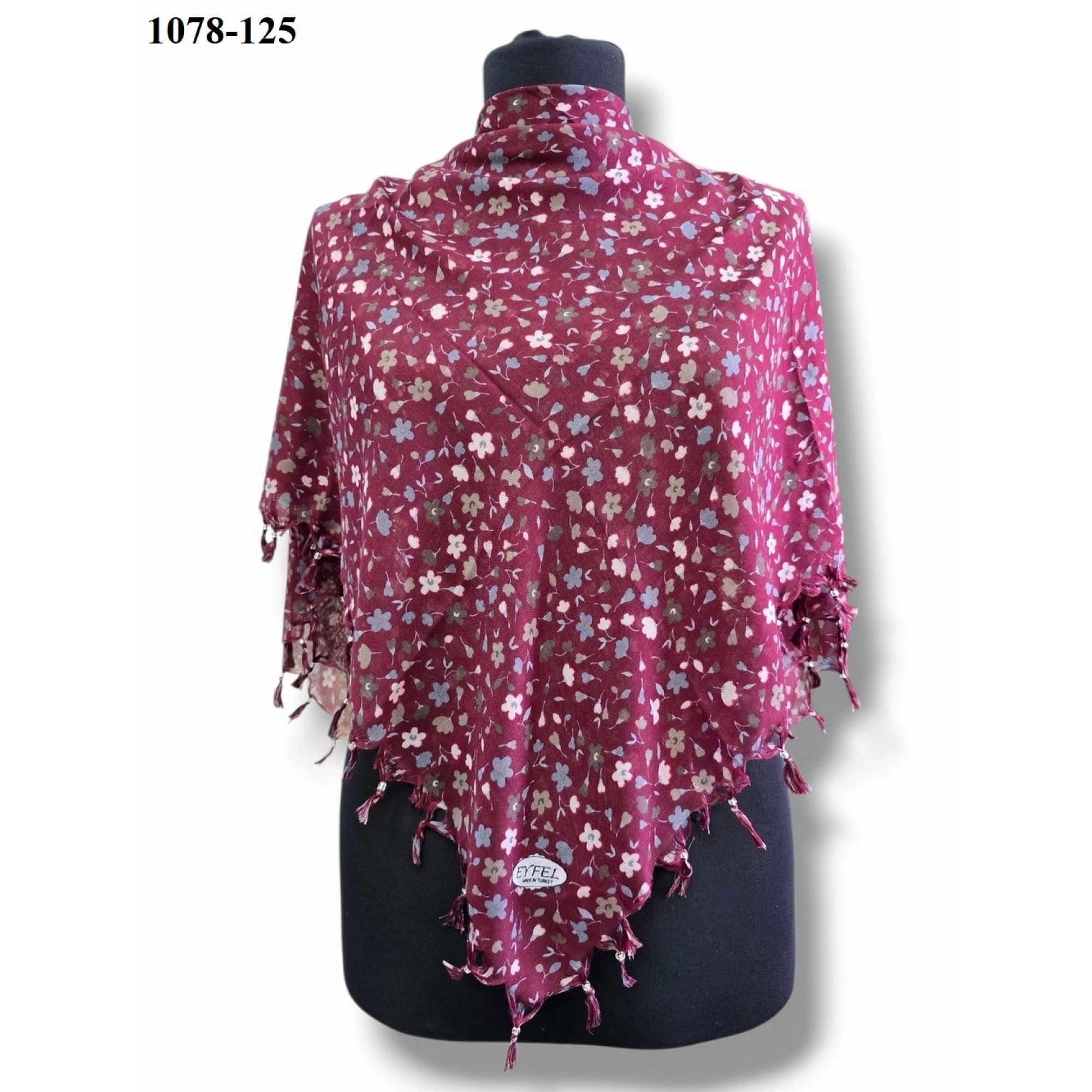 Eyfel Desenli Sökme Boncuklu Eşarp 1078-125
