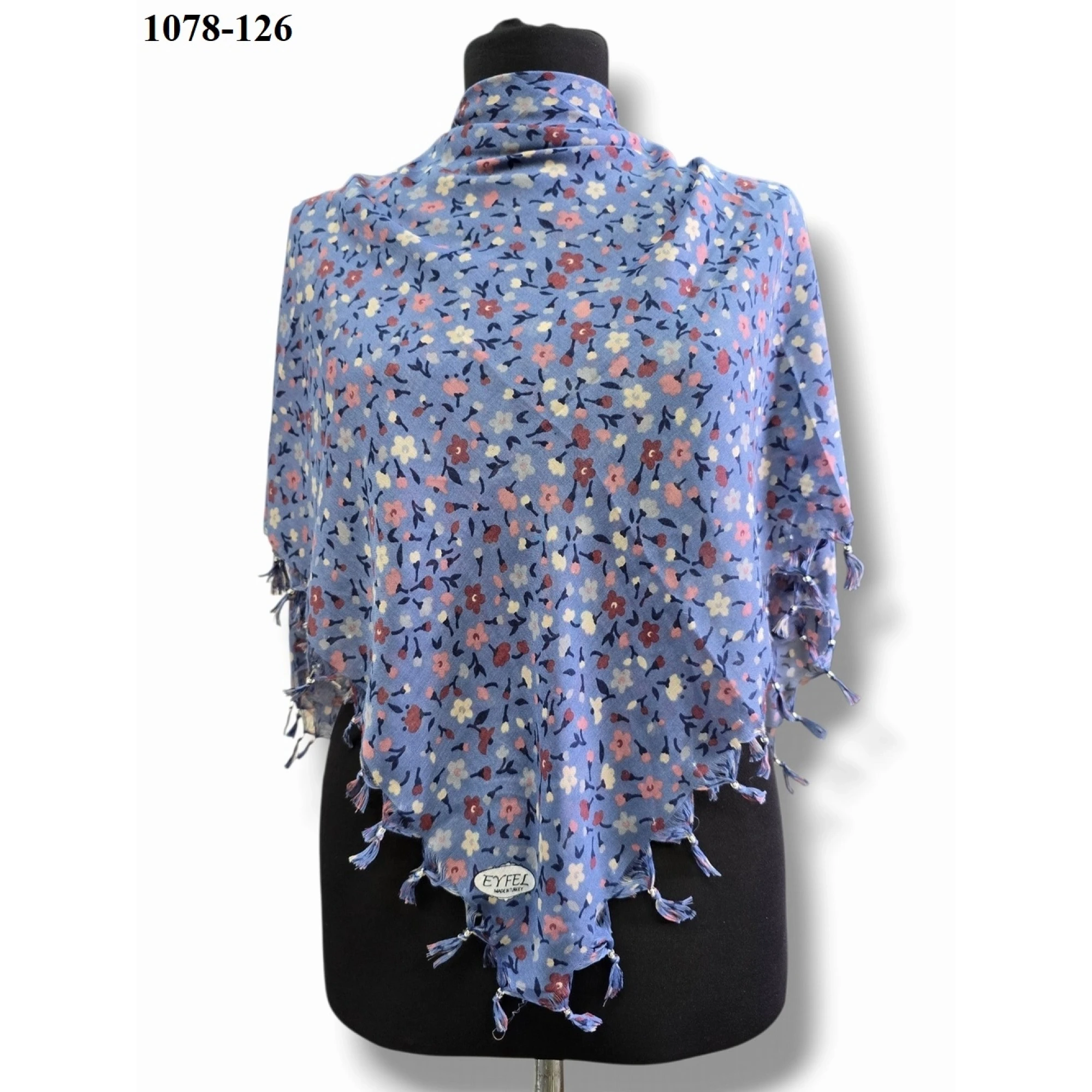 Eyfel Desenli Sökme Boncuklu Eşarp 1078-126