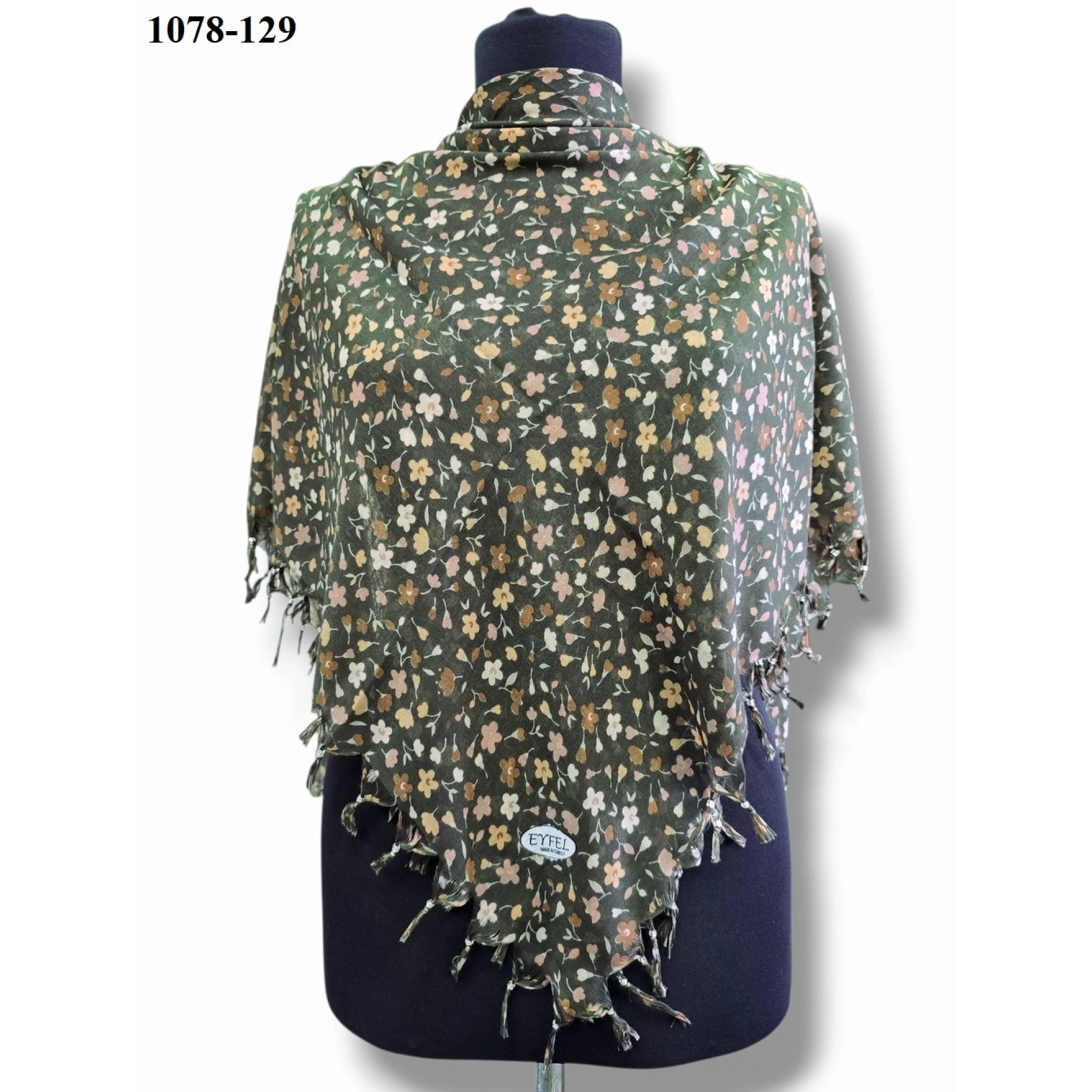 Eyfel Desenli Sökme Boncuklu Eşarp 1078-129