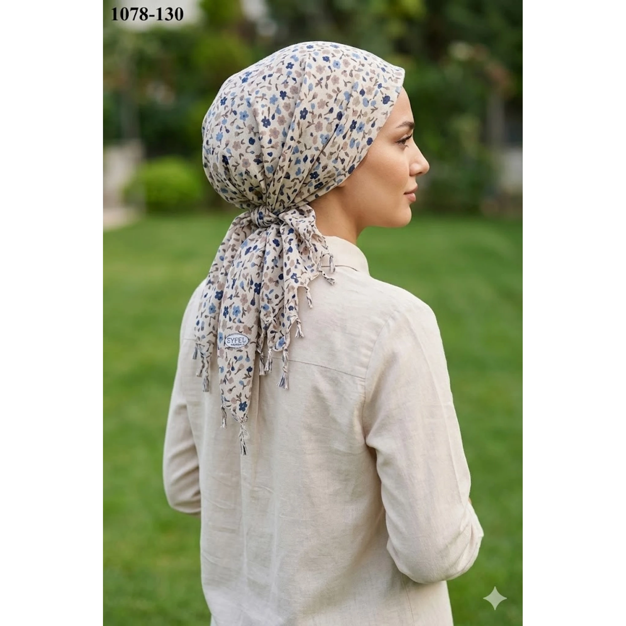 Eyfel Desenli Sökme Boncuklu Eşarp 1078-130