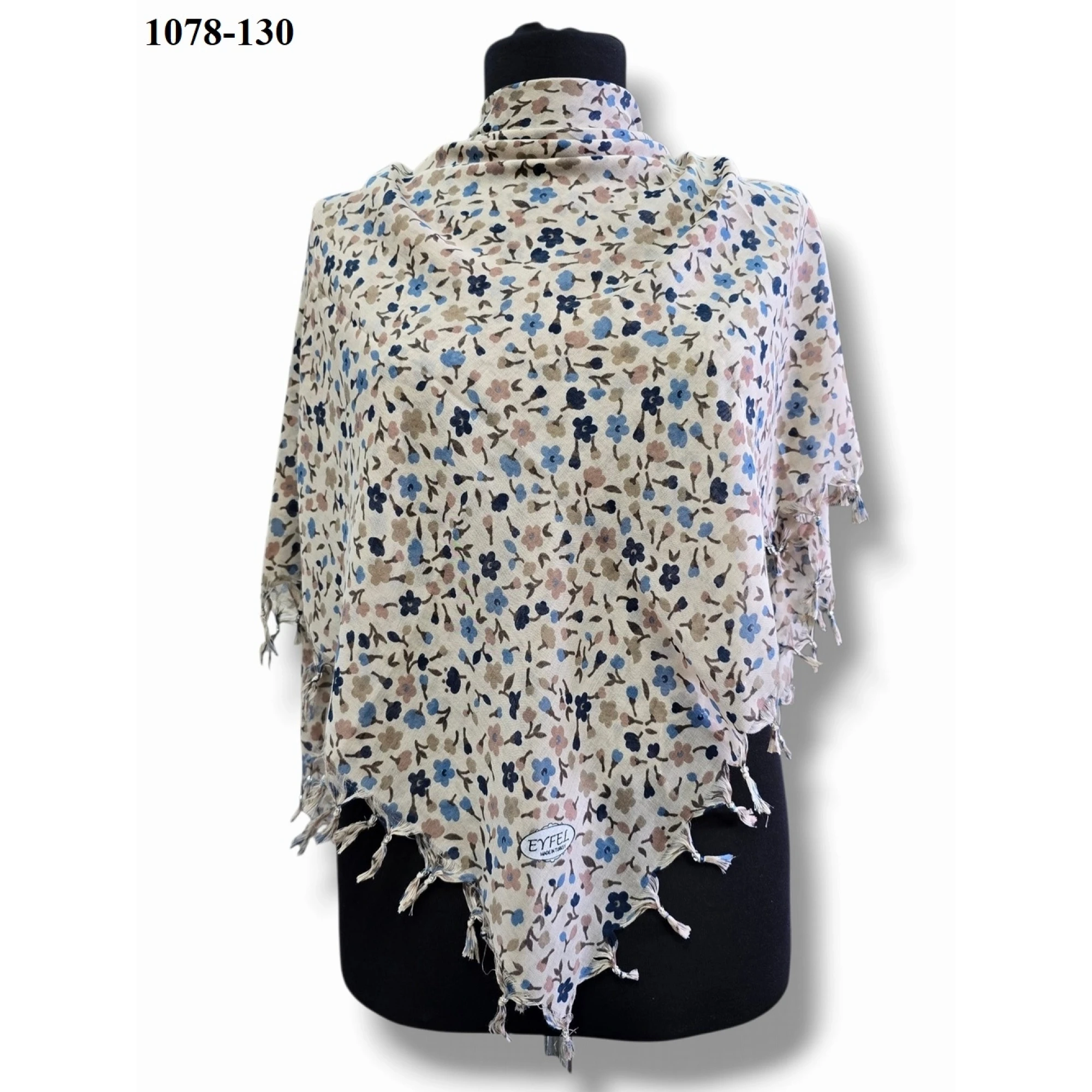 Eyfel Desenli Sökme Boncuklu Eşarp 1078-130