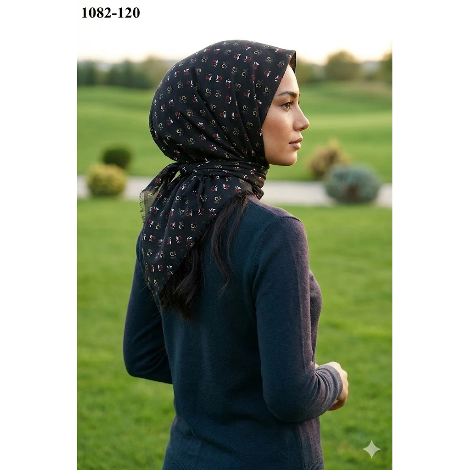 Dolce Cool Desenli Dimi Pamuk Eşarp 1082-120