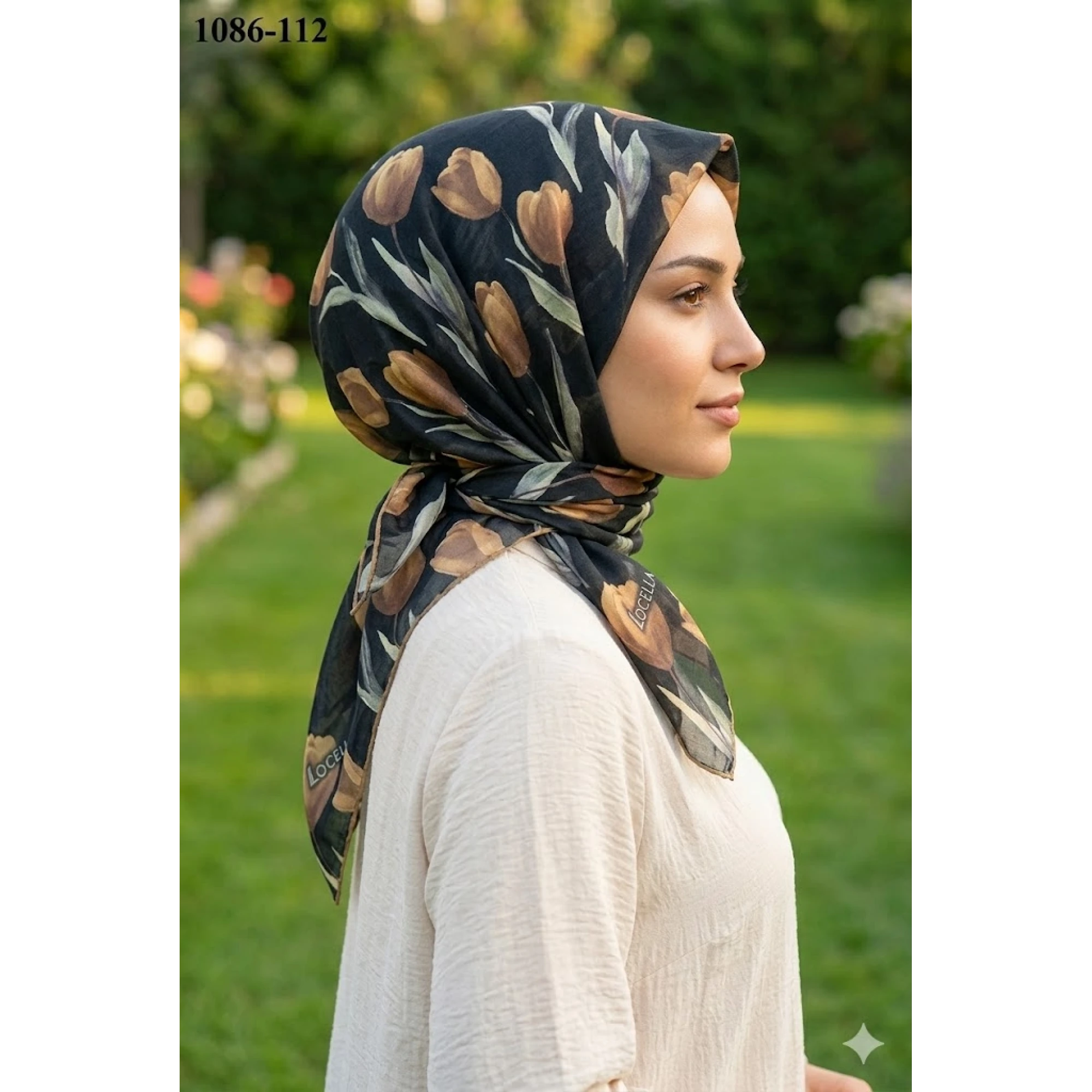 Locella Soft Pamuk Eşarp (Siyah-Sarı) 1086-112