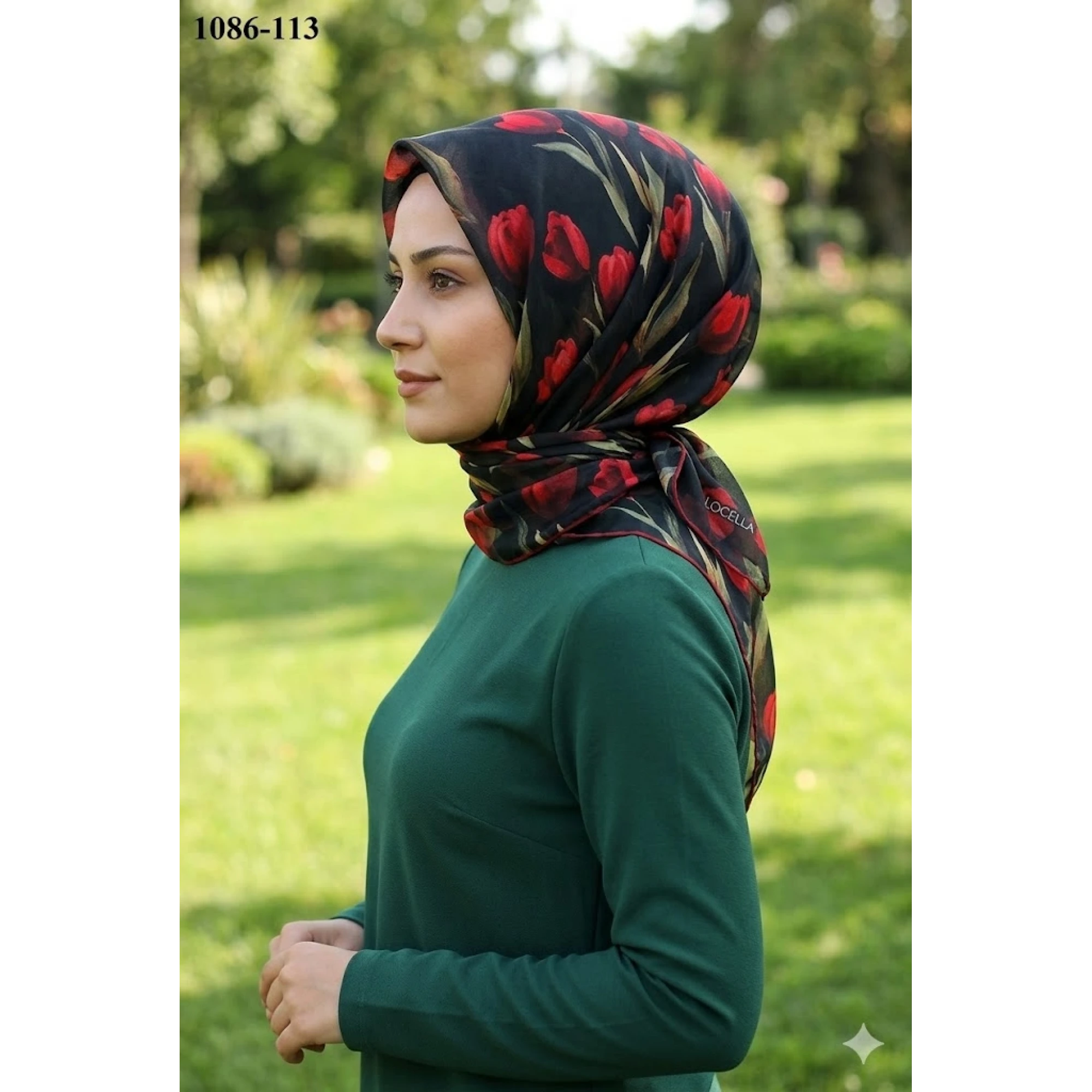 Locella Soft Pamuk Eşarp (Siyah-Kırmızı) 1086-113