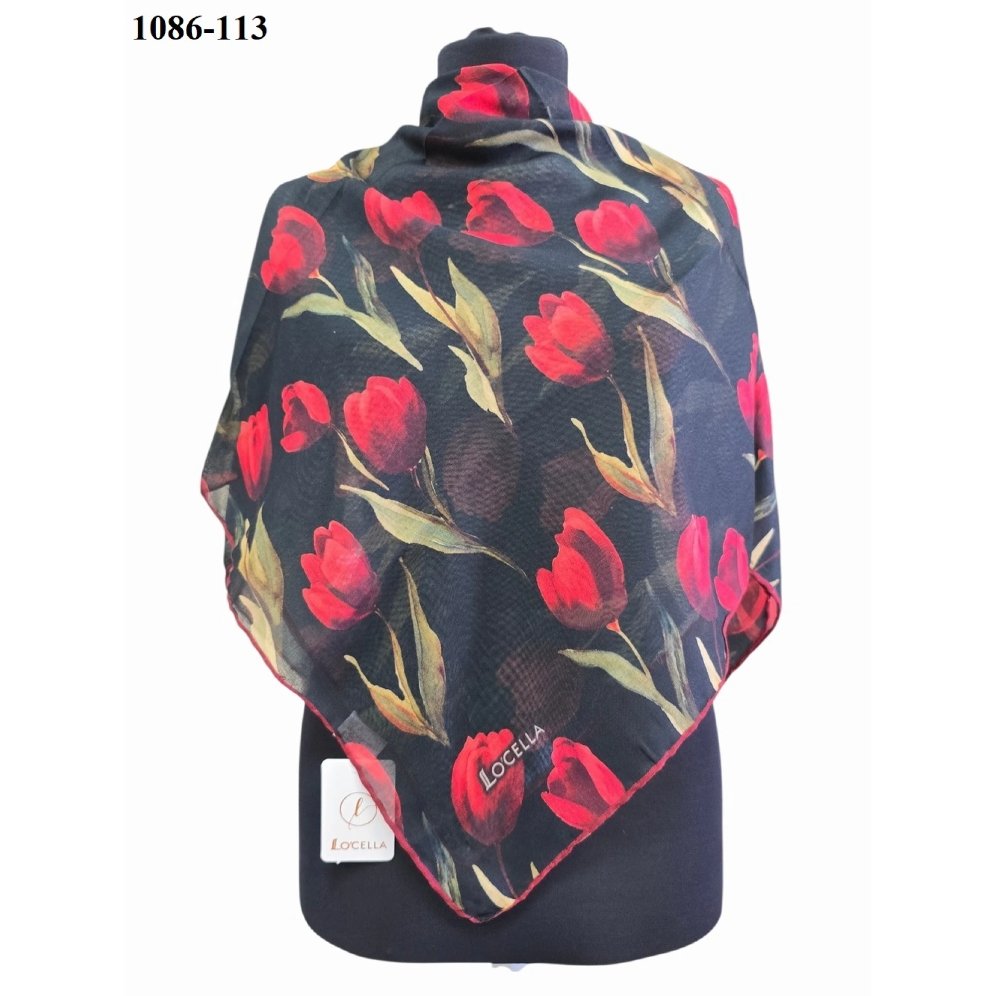 Locella Soft Pamuk Eşarp (Siyah-Kırmızı) 1086-113