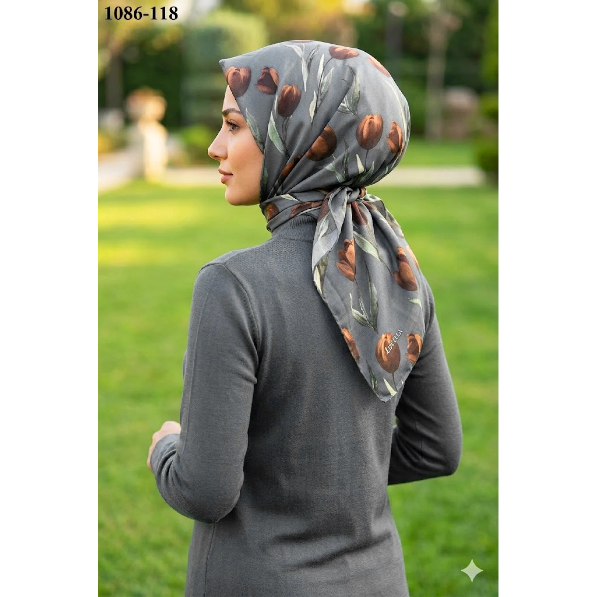 Locella Soft Pamuk Eşarp (Gri-Kahve) 1086-116