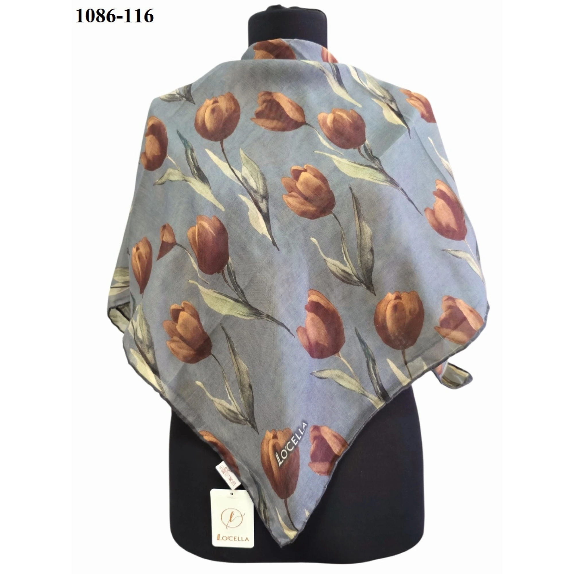 Locella Soft Pamuk Eşarp (Gri-Kahve) 1086-116