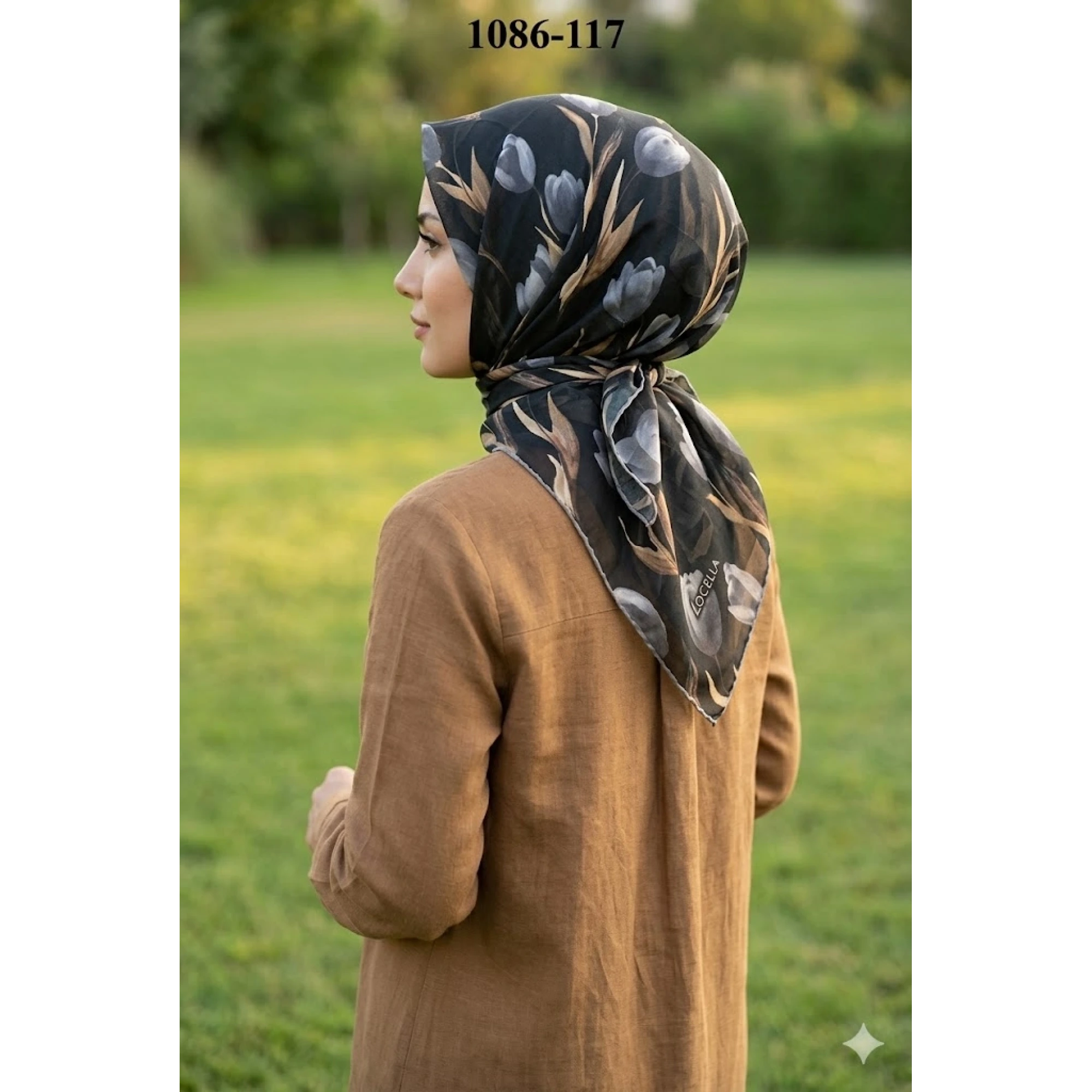 Locella Soft Pamuk Eşarp (Siyah-Gri) 1086-117