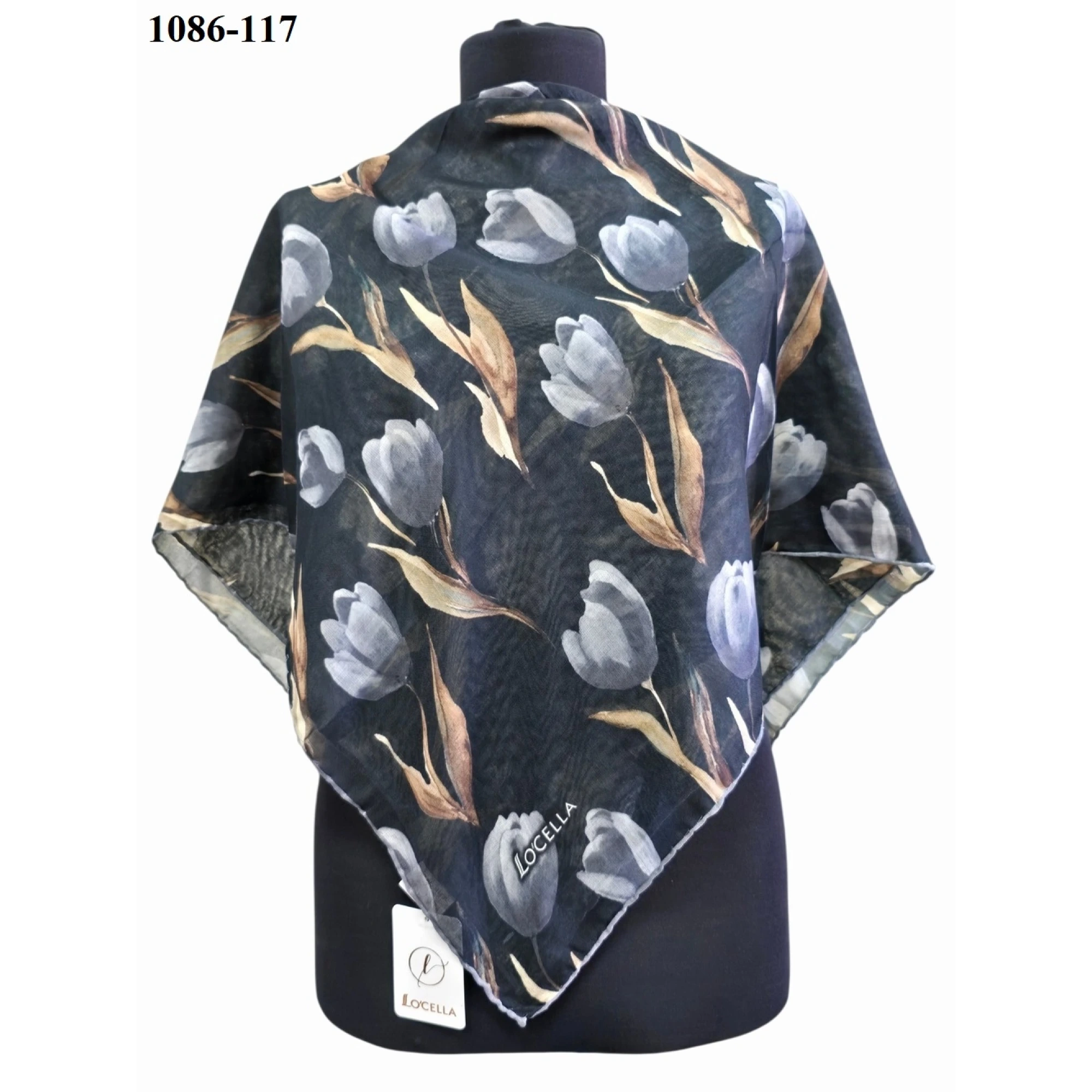 Locella Soft Pamuk Eşarp (Siyah-Gri) 1086-117