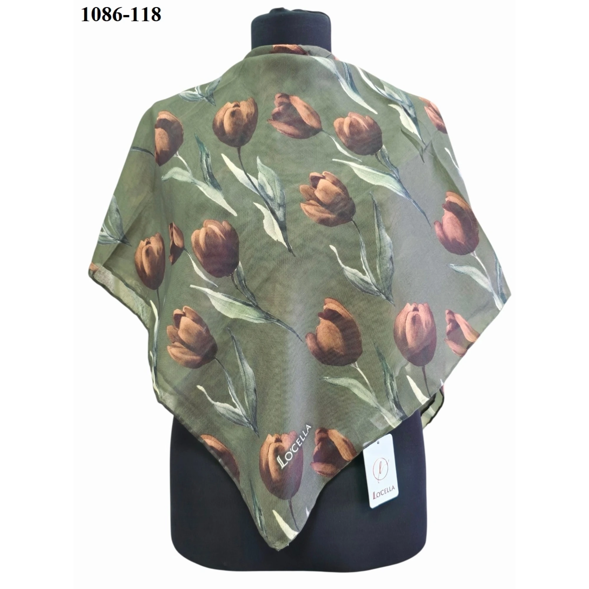 Locella Soft Pamuk Eşarp (Haki-Kahve) 1086-118