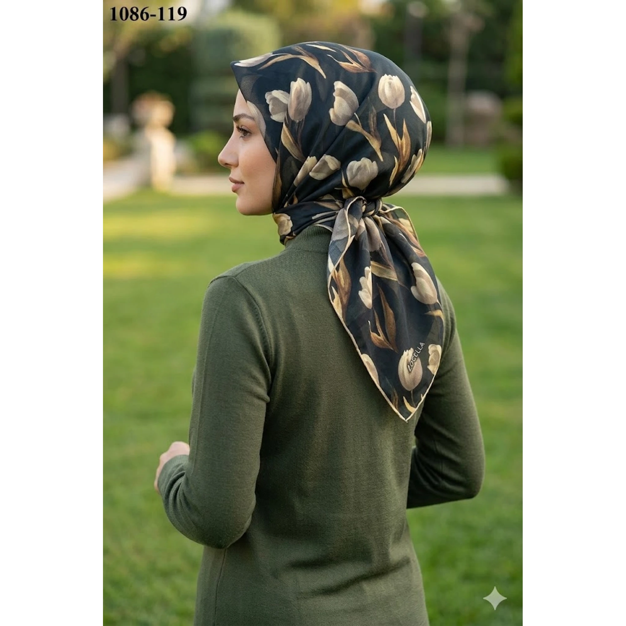 Locella Soft Pamuk Eşarp (Siyah- A. Vizon) 1086-119