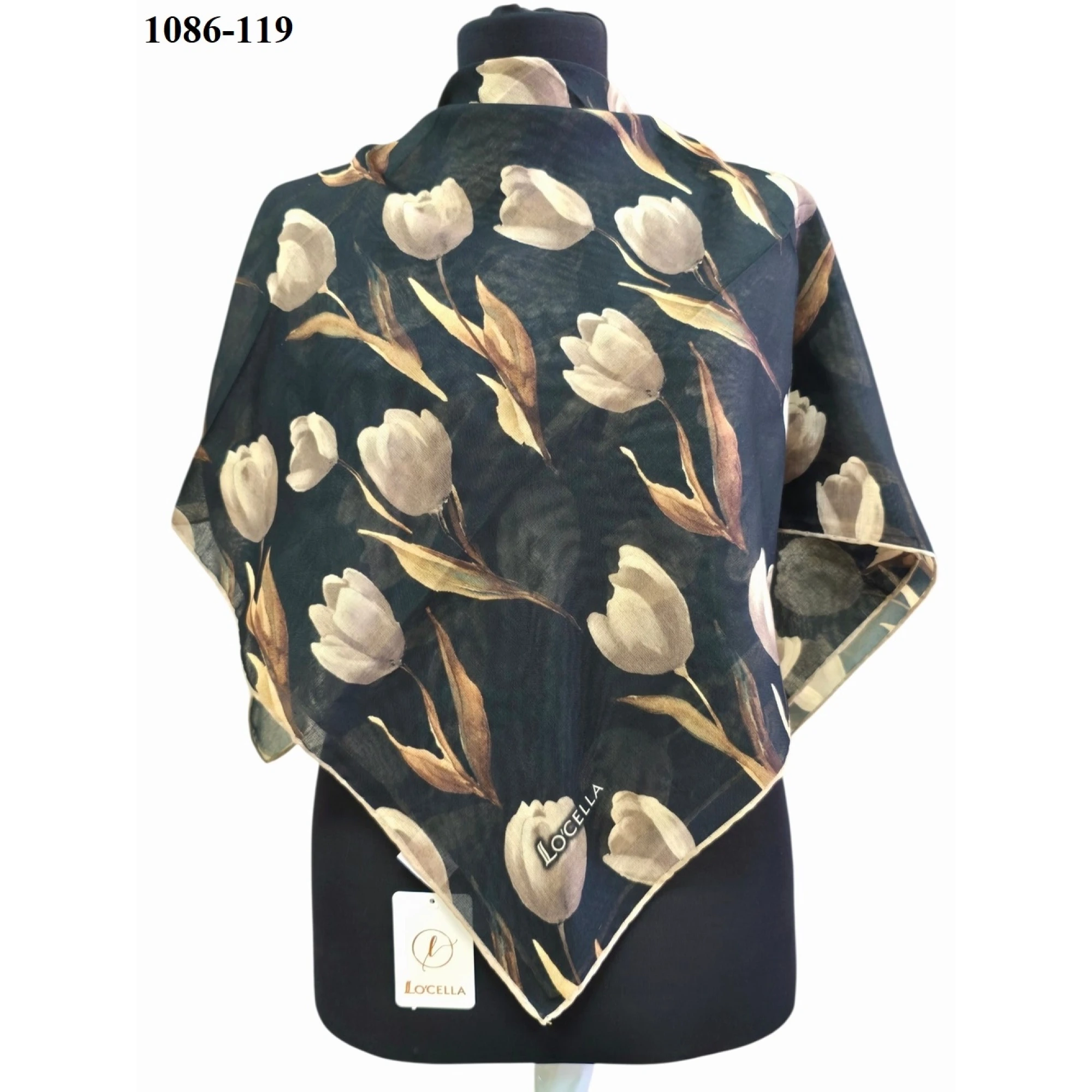 Locella Soft Pamuk Eşarp (Siyah- A. Vizon) 1086-119