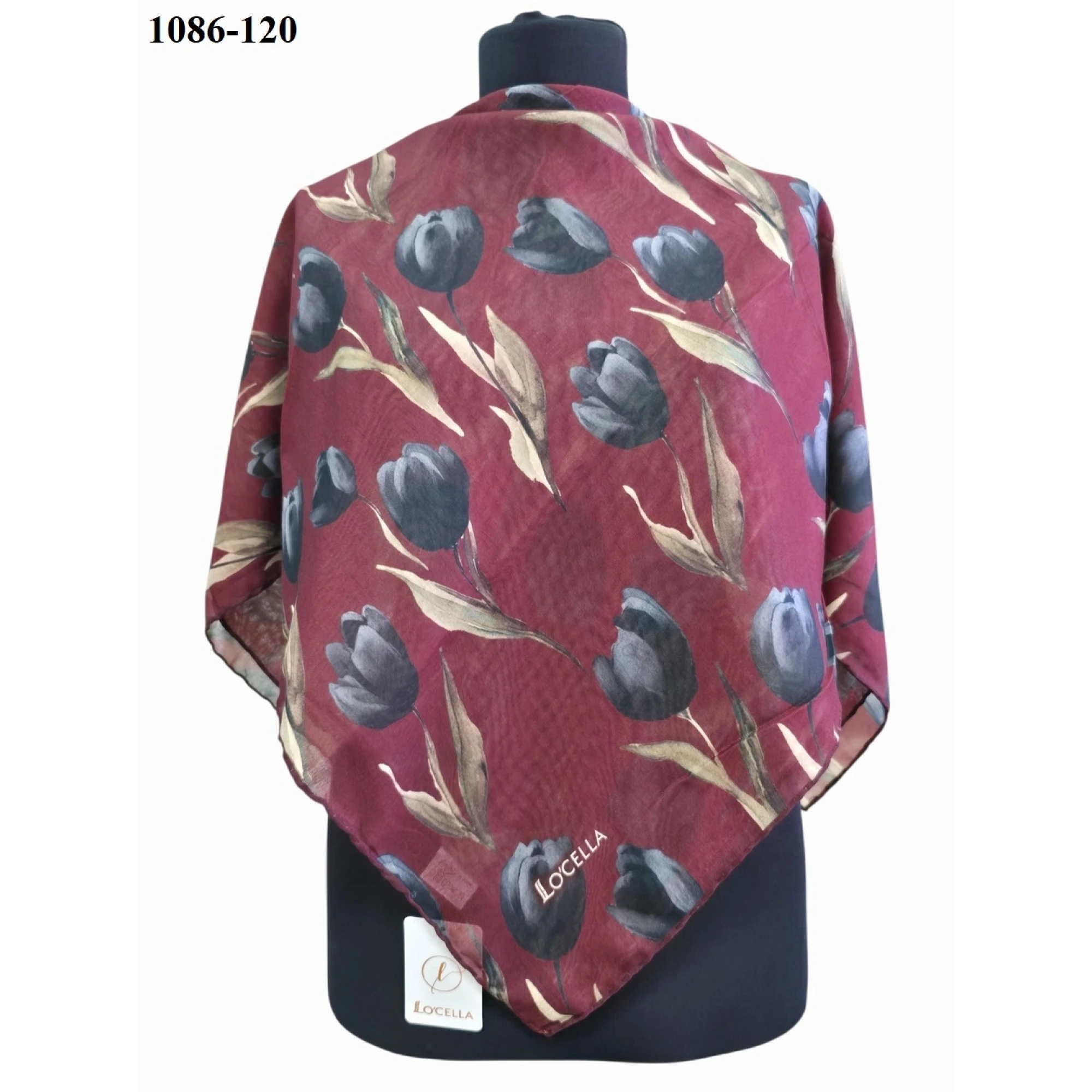 Locella Soft Pamuk Eşarp (Bordo-Gri) 1086-120