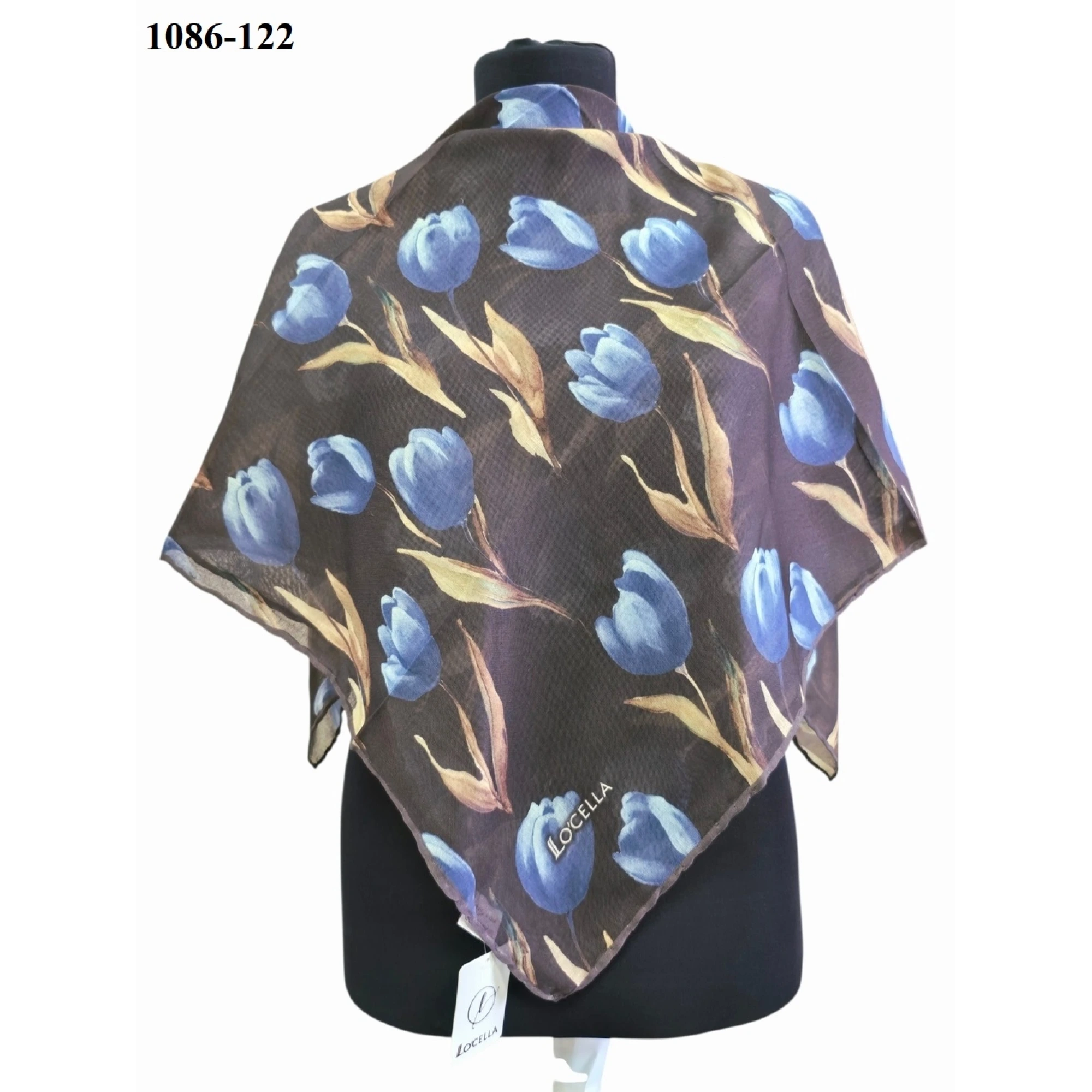 Locella Soft Pamuk Eşarp (Acı Kahve-Mavi) 1086-122