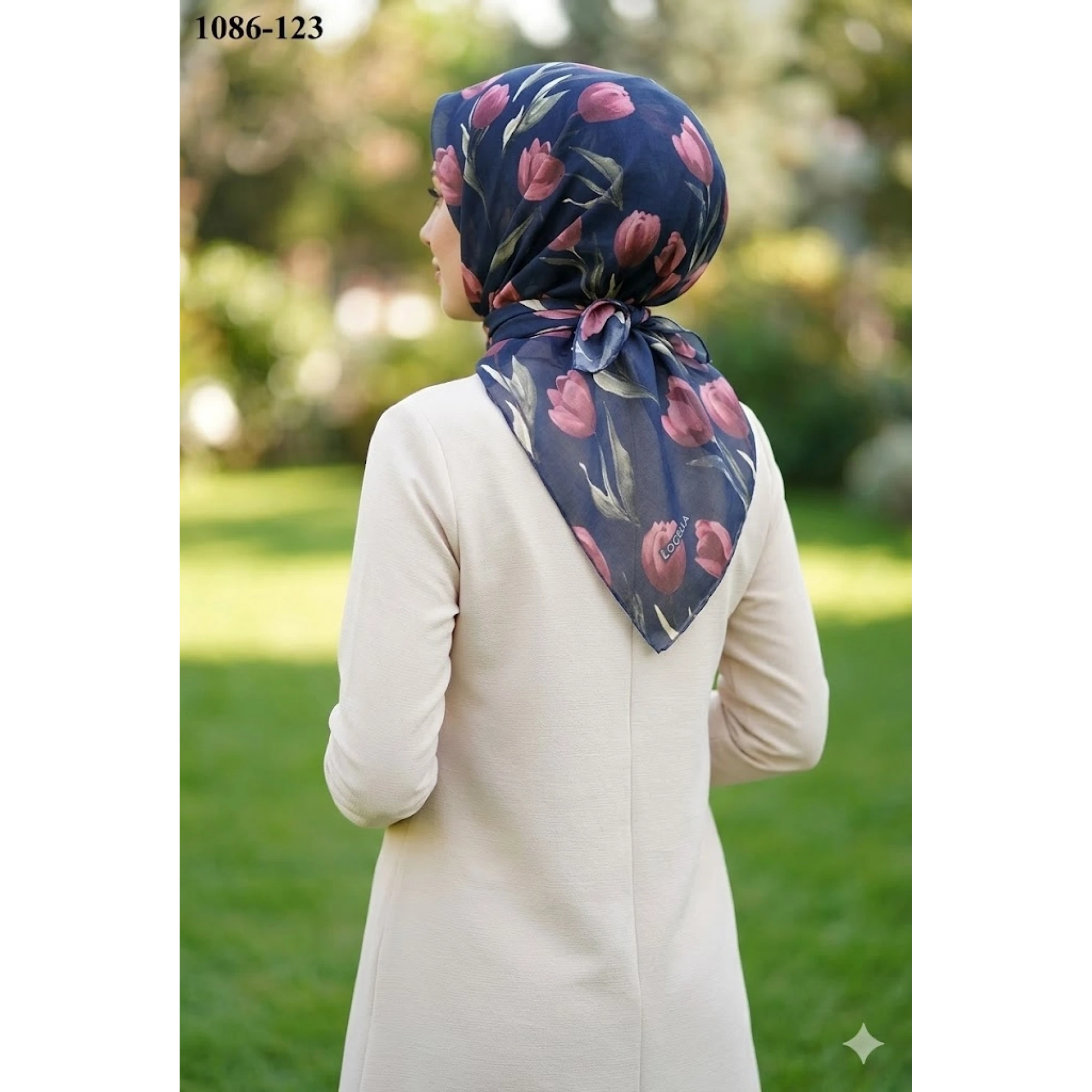 Locella Soft Pamuk Eşarp (Lacivert-Gül Kurusu) 1086-123