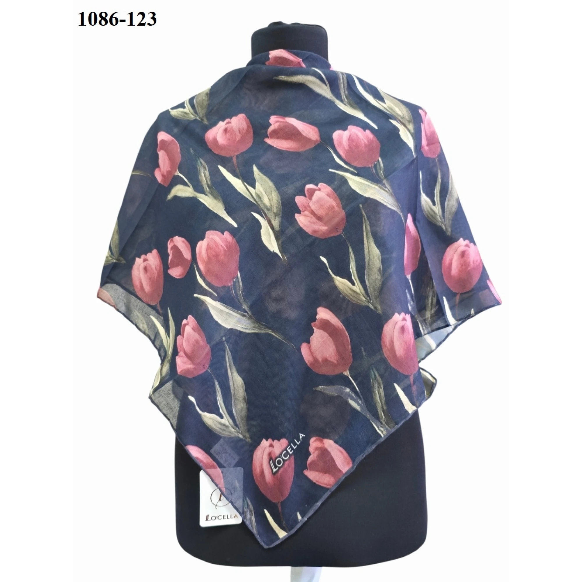 Locella Soft Pamuk Eşarp (Lacivert-Gül Kurusu) 1086-123