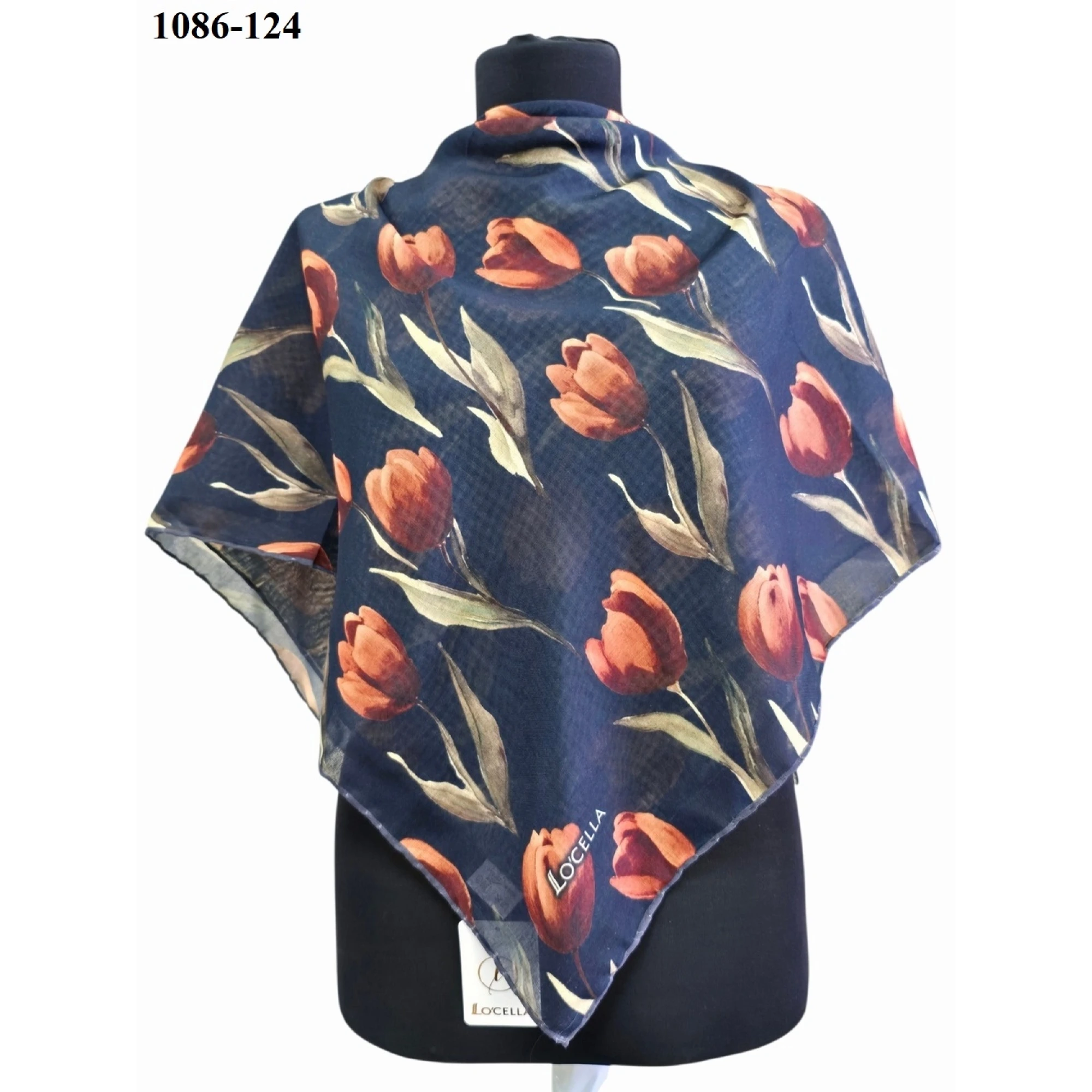 Locella Soft Pamuk Eşarp (Lacivert-Taba) 1086-124