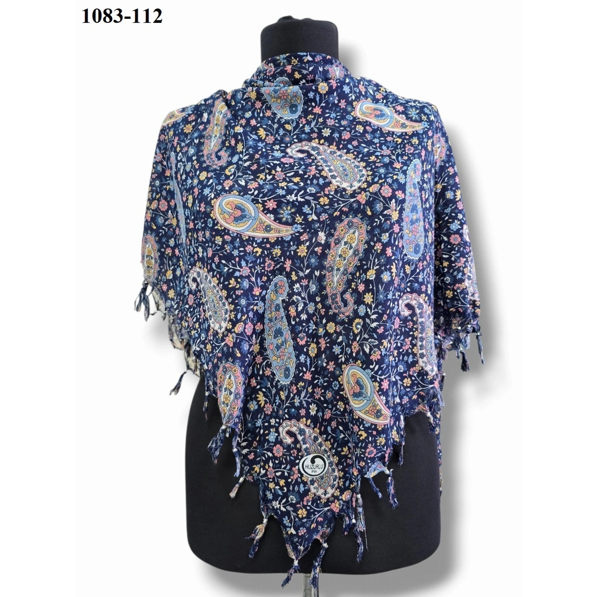 Huzurlu İpek Desenli Sökme Boncuklu Eşarp 1083-112