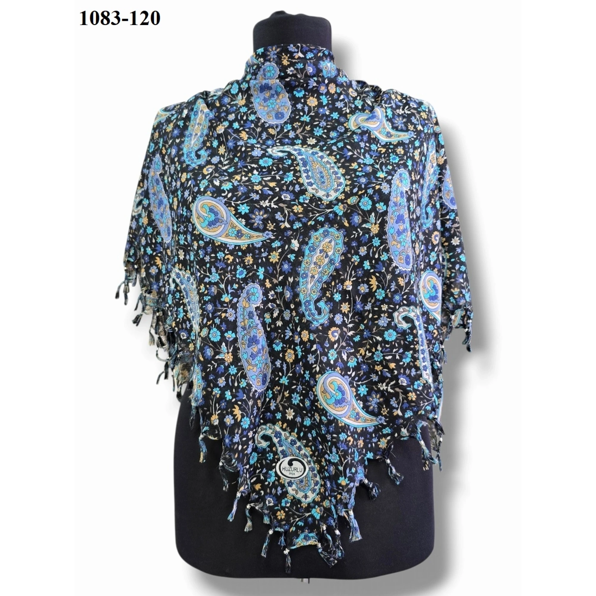 Huzurlu İpek Desenli Sökme Boncuklu Eşarp 1083-120