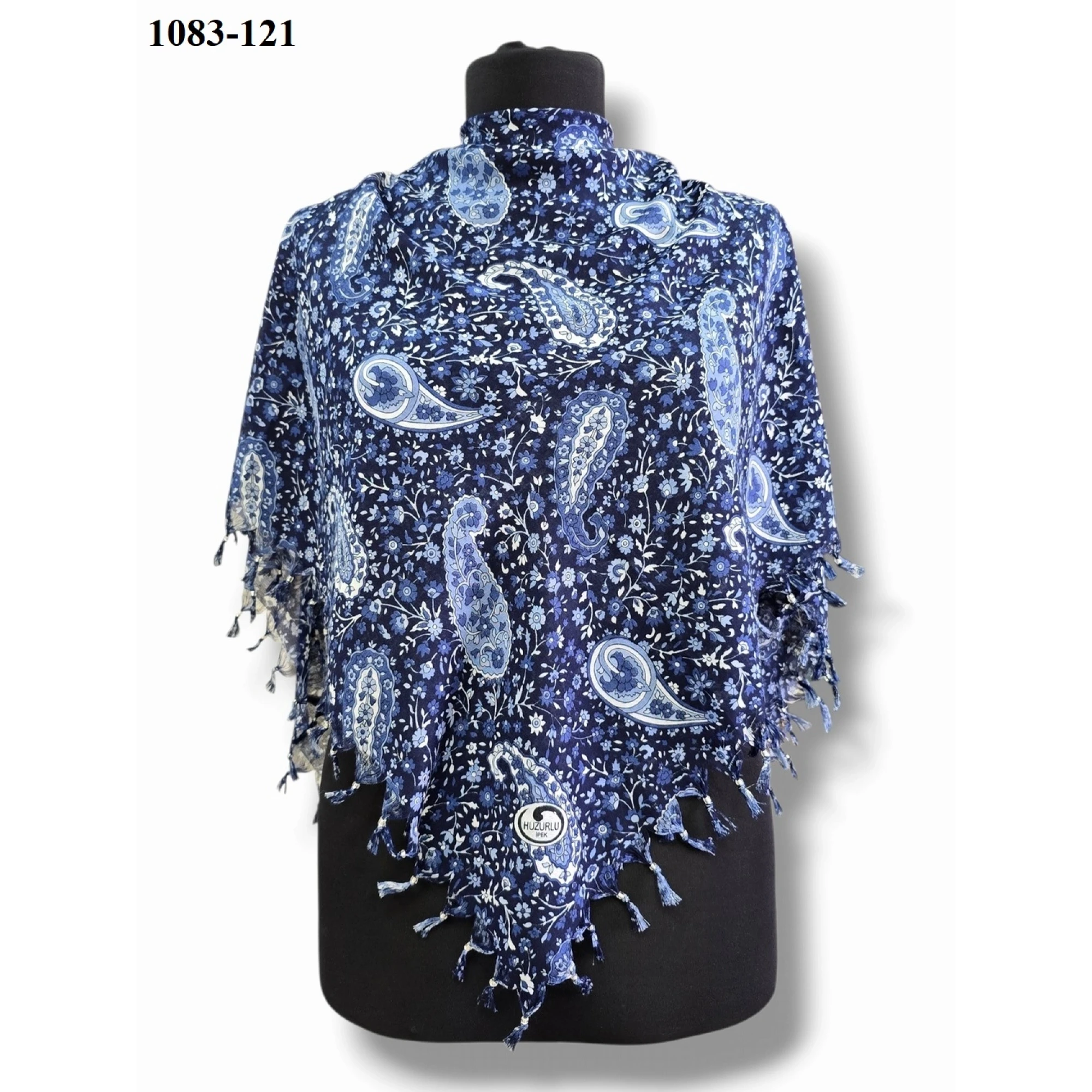 Huzurlu İpek Desenli Sökme Boncuklu Eşarp 1083-121