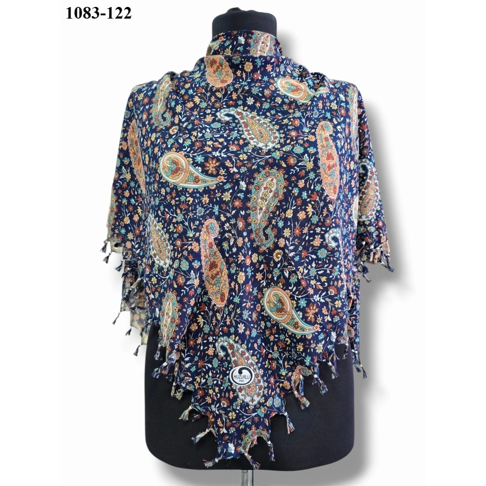 Huzurlu İpek Desenli Sökme Boncuklu Eşarp 1083-122