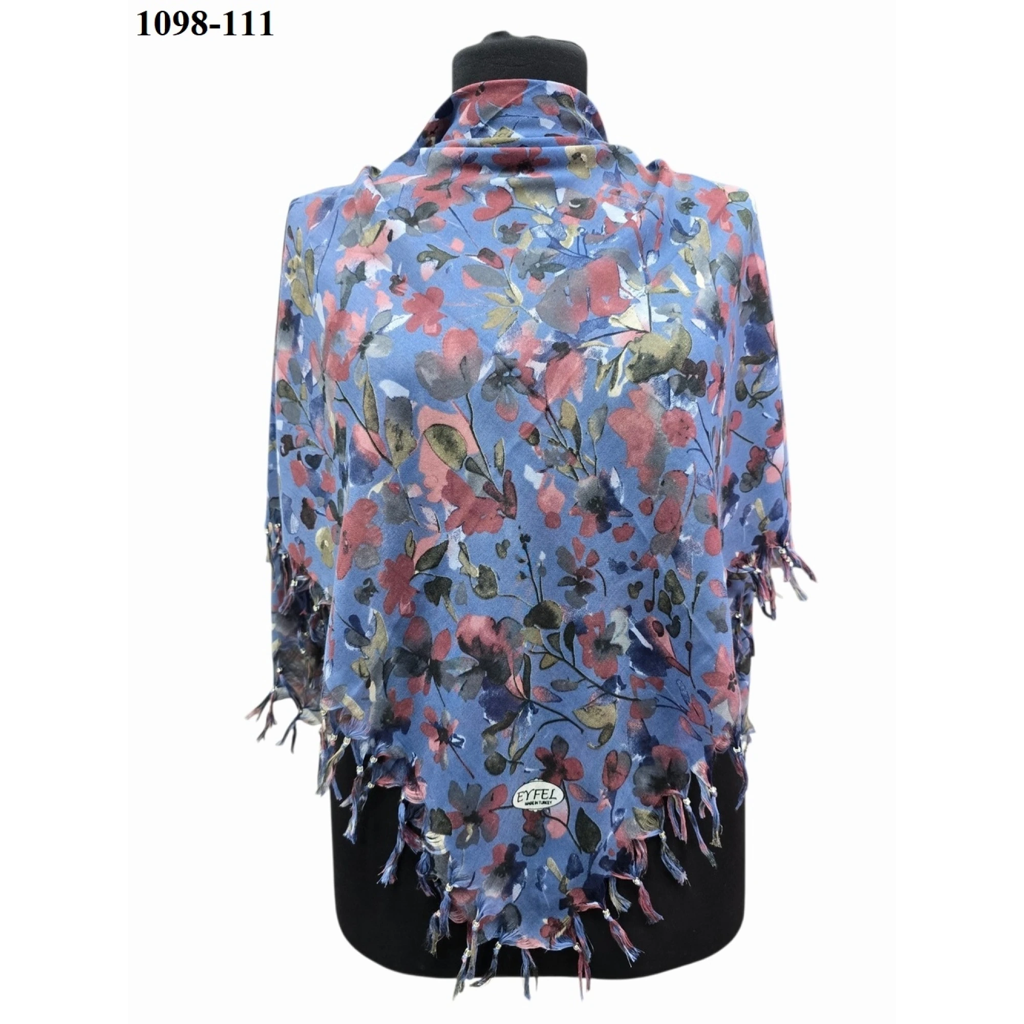 Eyfel Desenli Sökme Boncuklu Eşarp 1098-111