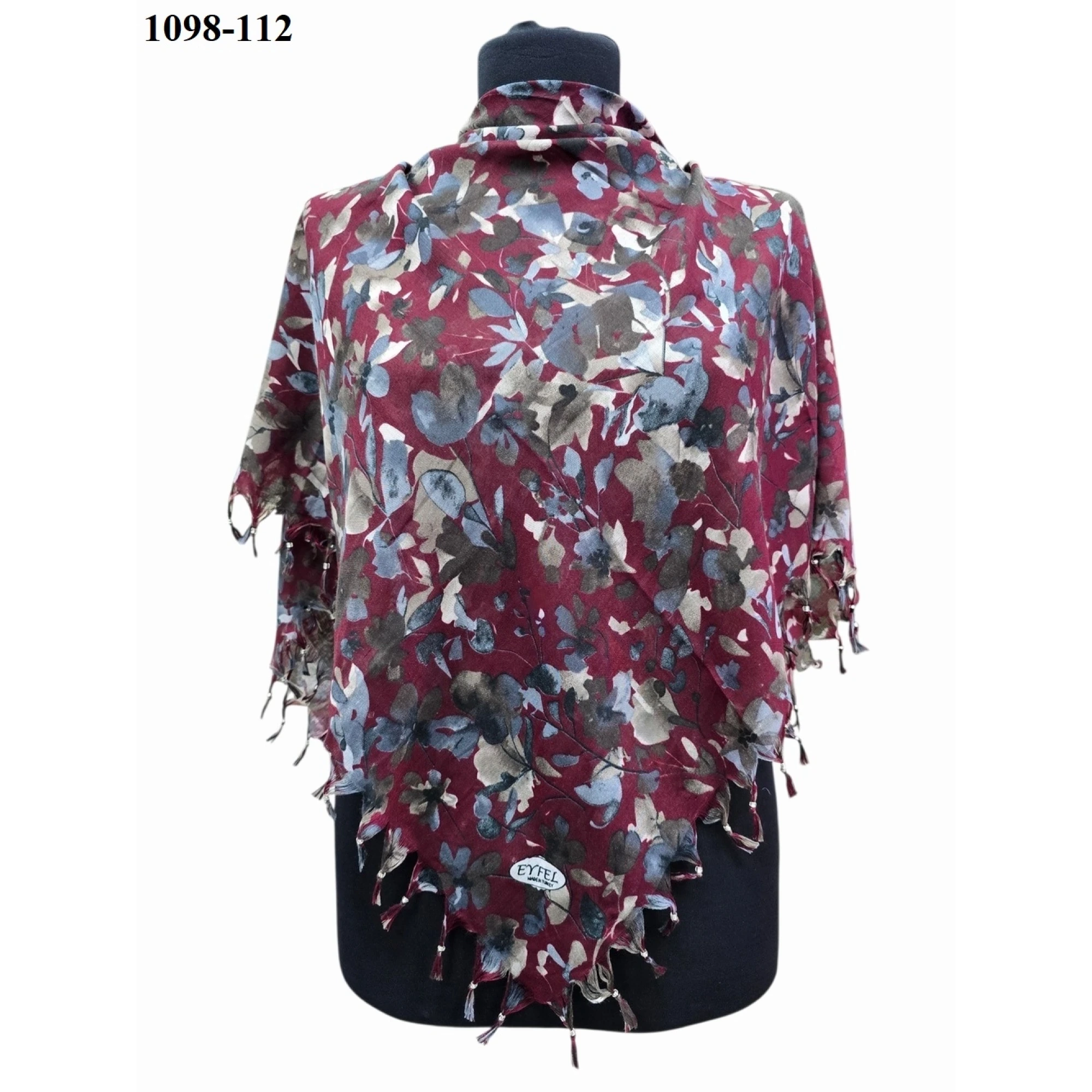 Eyfel Desenli Sökme Boncuklu Eşarp 1098-112