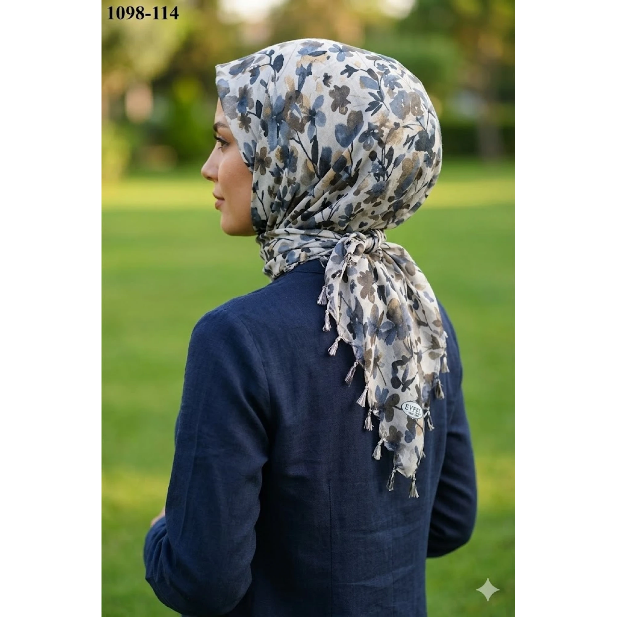 Eyfel Desenli Sökme Boncuklu Eşarp 1098-114