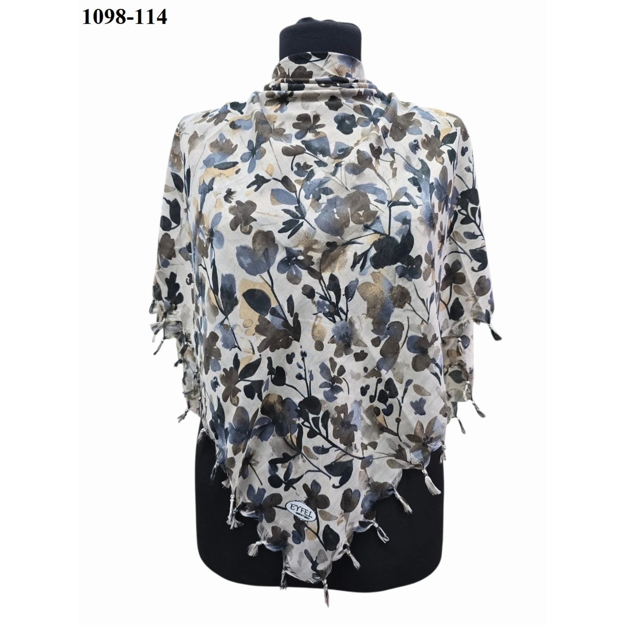 Eyfel Desenli Sökme Boncuklu Eşarp 1098-114