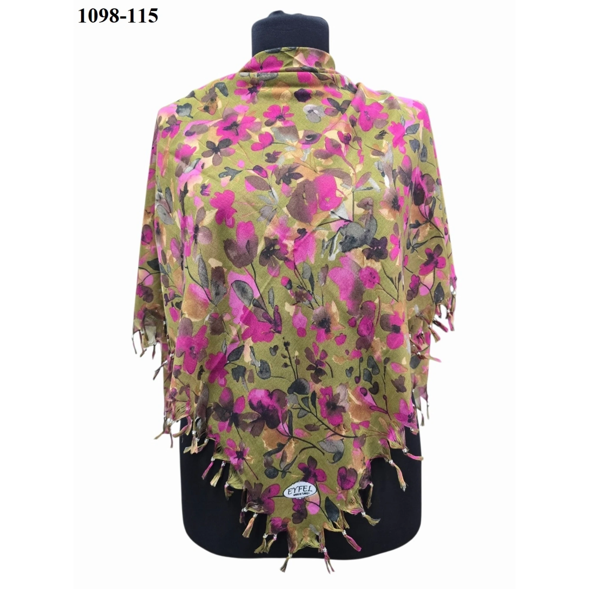 Eyfel Desenli Sökme Boncuklu Eşarp 1098-115