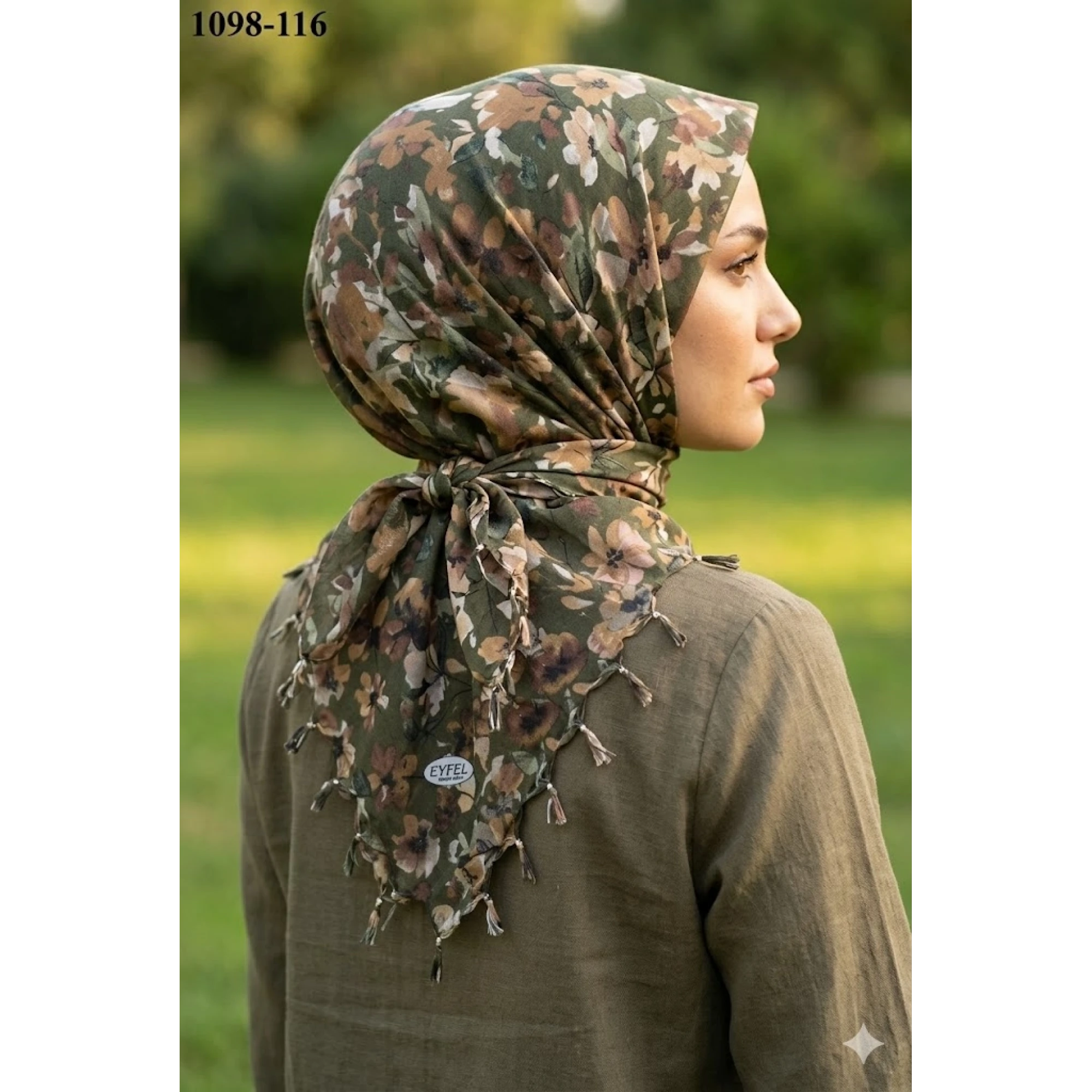 Eyfel Desenli Sökme Boncuklu Eşarp 1098-116