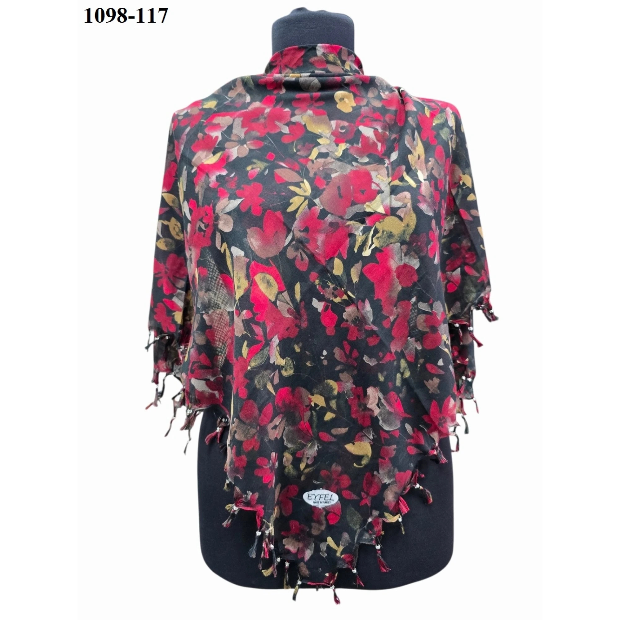 Eyfel Desenli Sökme Boncuklu Eşarp 1098-117