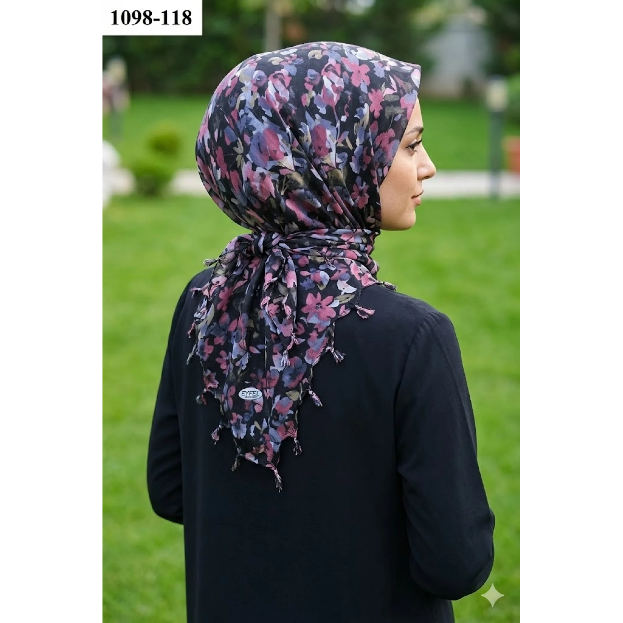 Eyfel Desenli Sökme Boncuklu Eşarp 1098-118