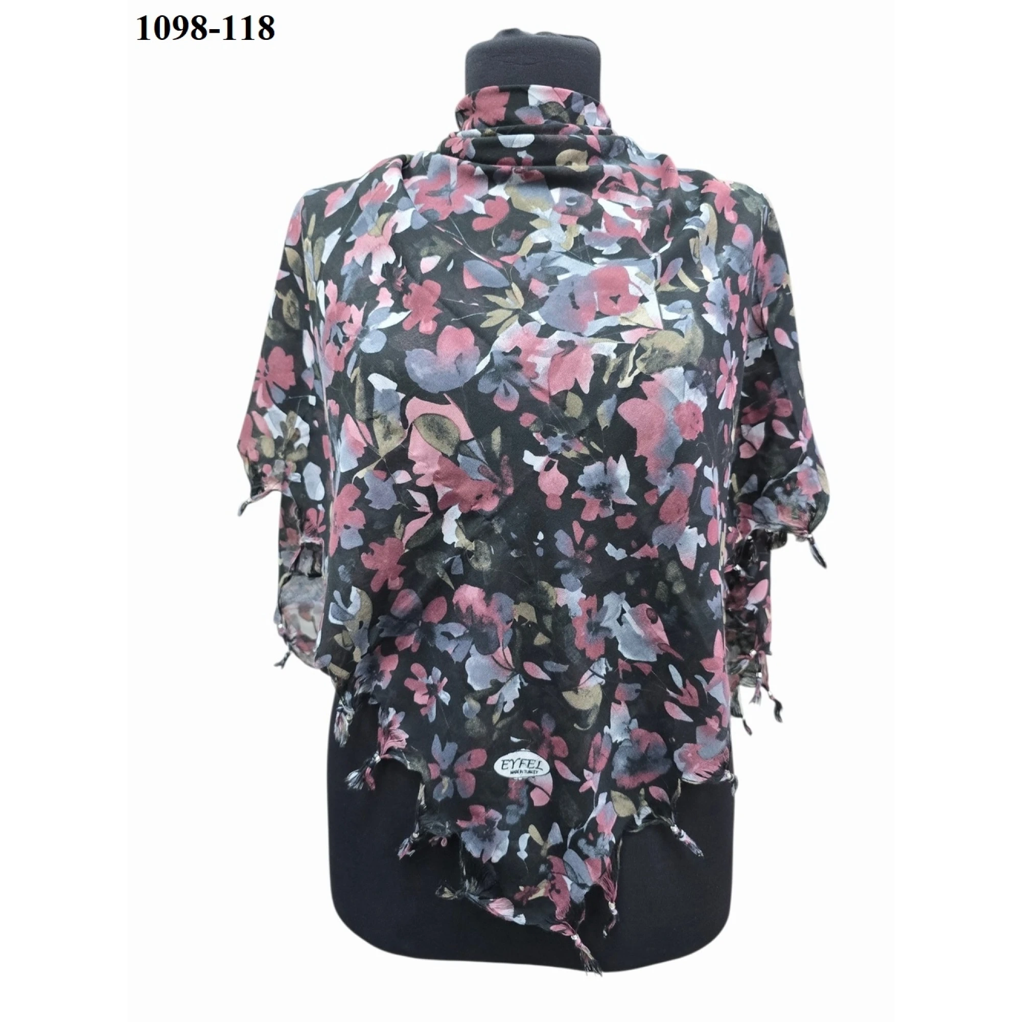 Eyfel Desenli Sökme Boncuklu Eşarp 1098-118