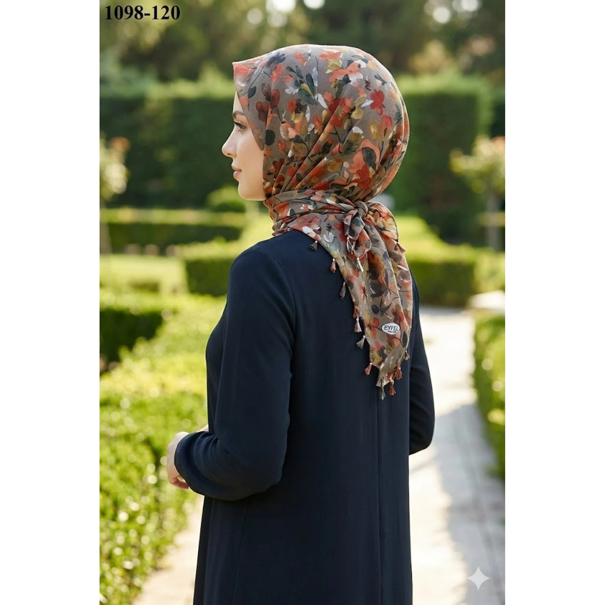 Eyfel Desenli Sökme Boncuklu Eşarp 1098-120
