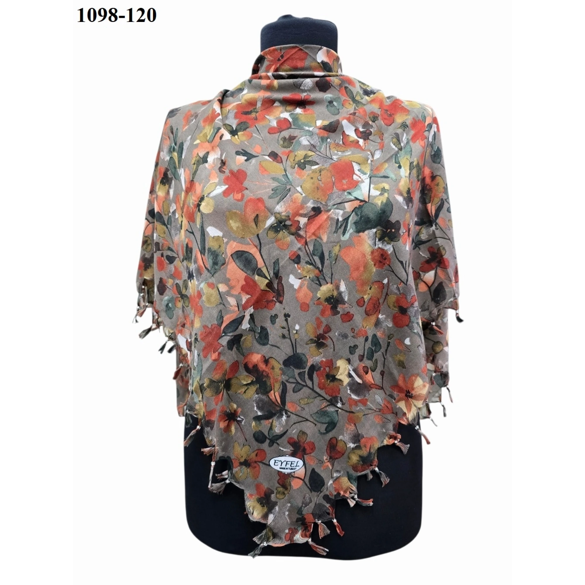 Eyfel Desenli Sökme Boncuklu Eşarp 1098-120