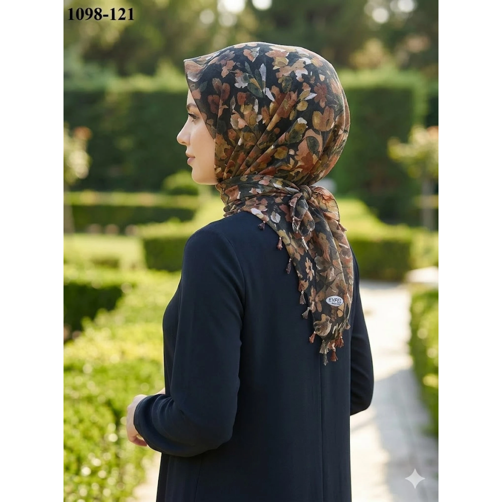 Eyfel Desenli Sökme Boncuklu Eşarp 1098-121