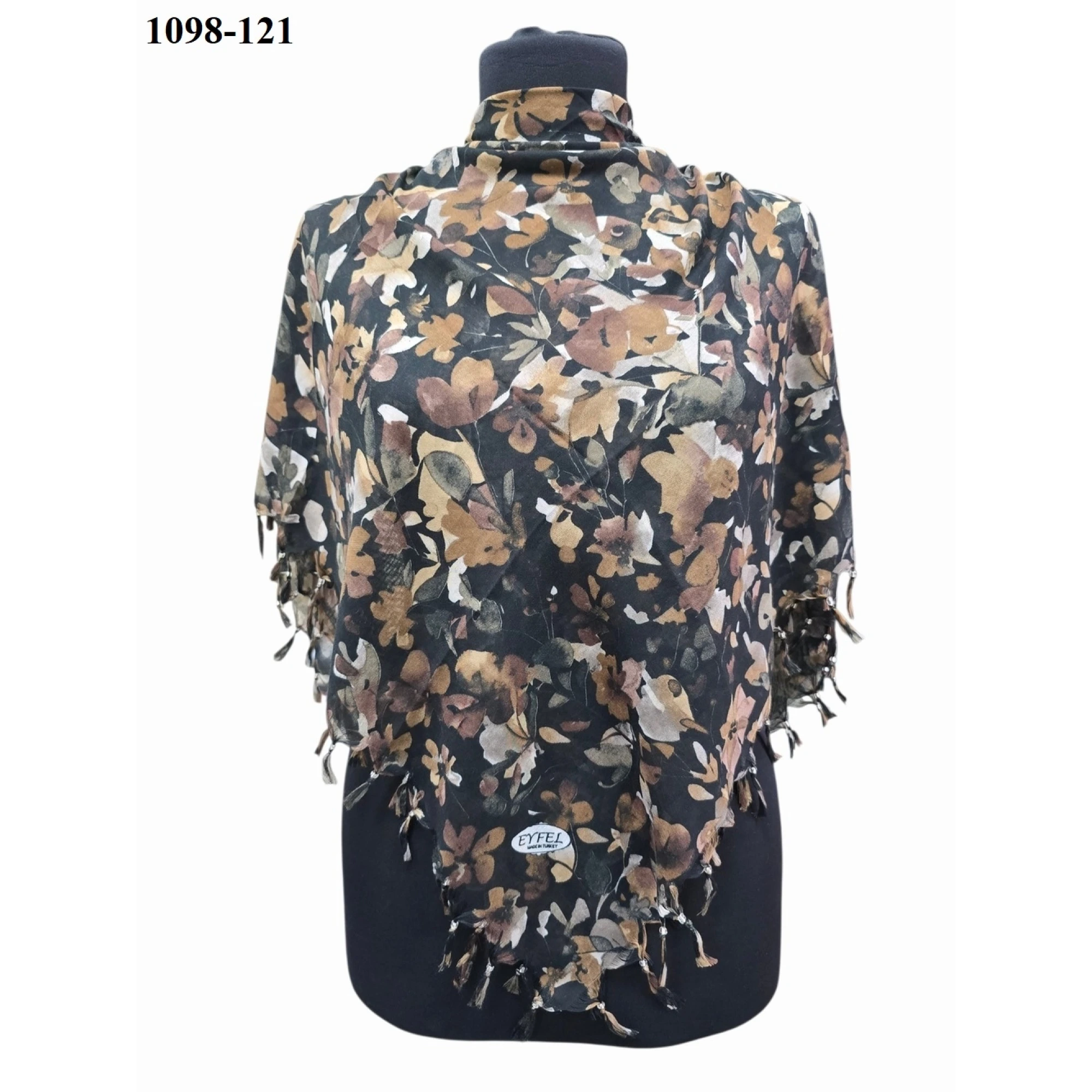 Eyfel Desenli Sökme Boncuklu Eşarp 1098-121