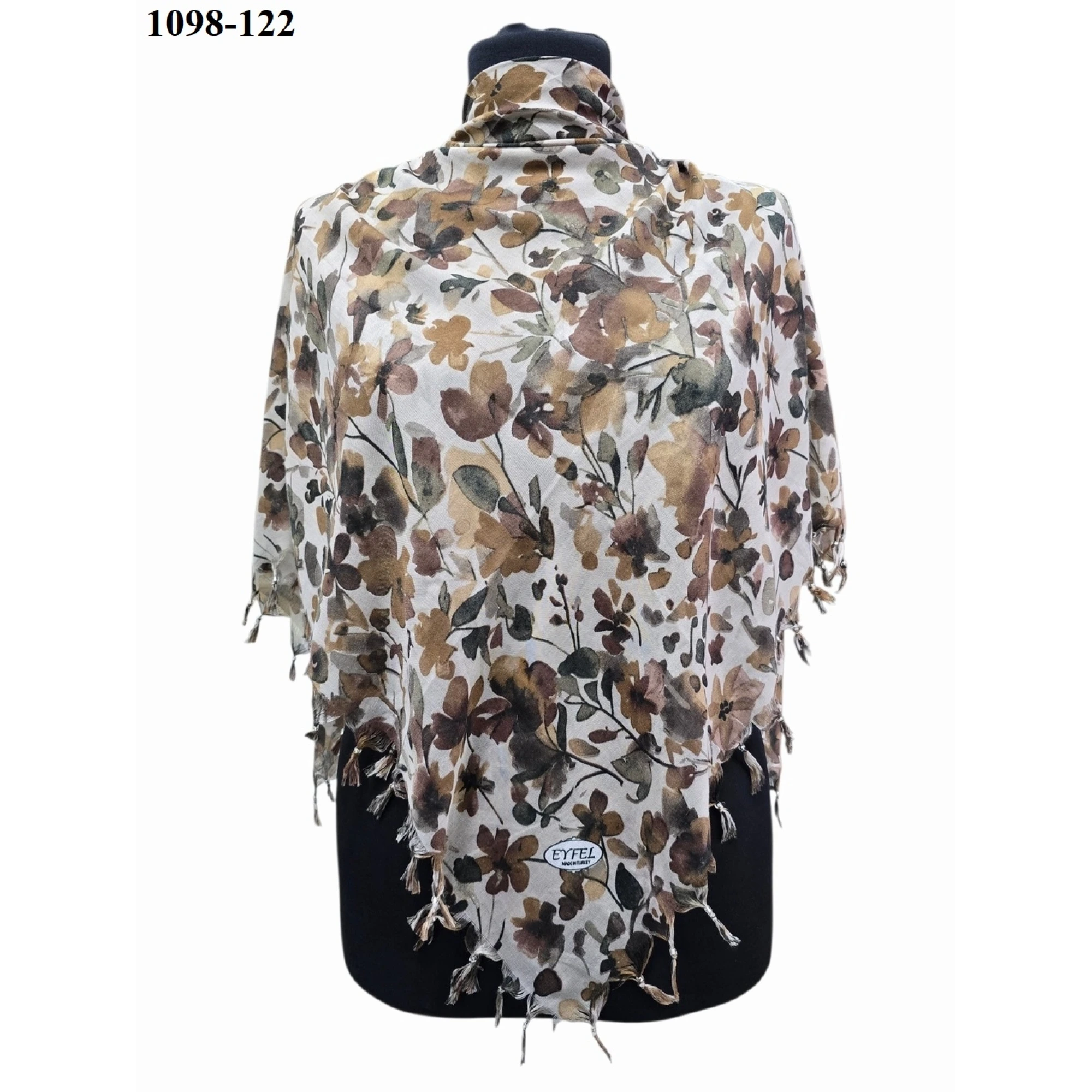 Eyfel Desenli Sökme Boncuklu Eşarp 1098-122