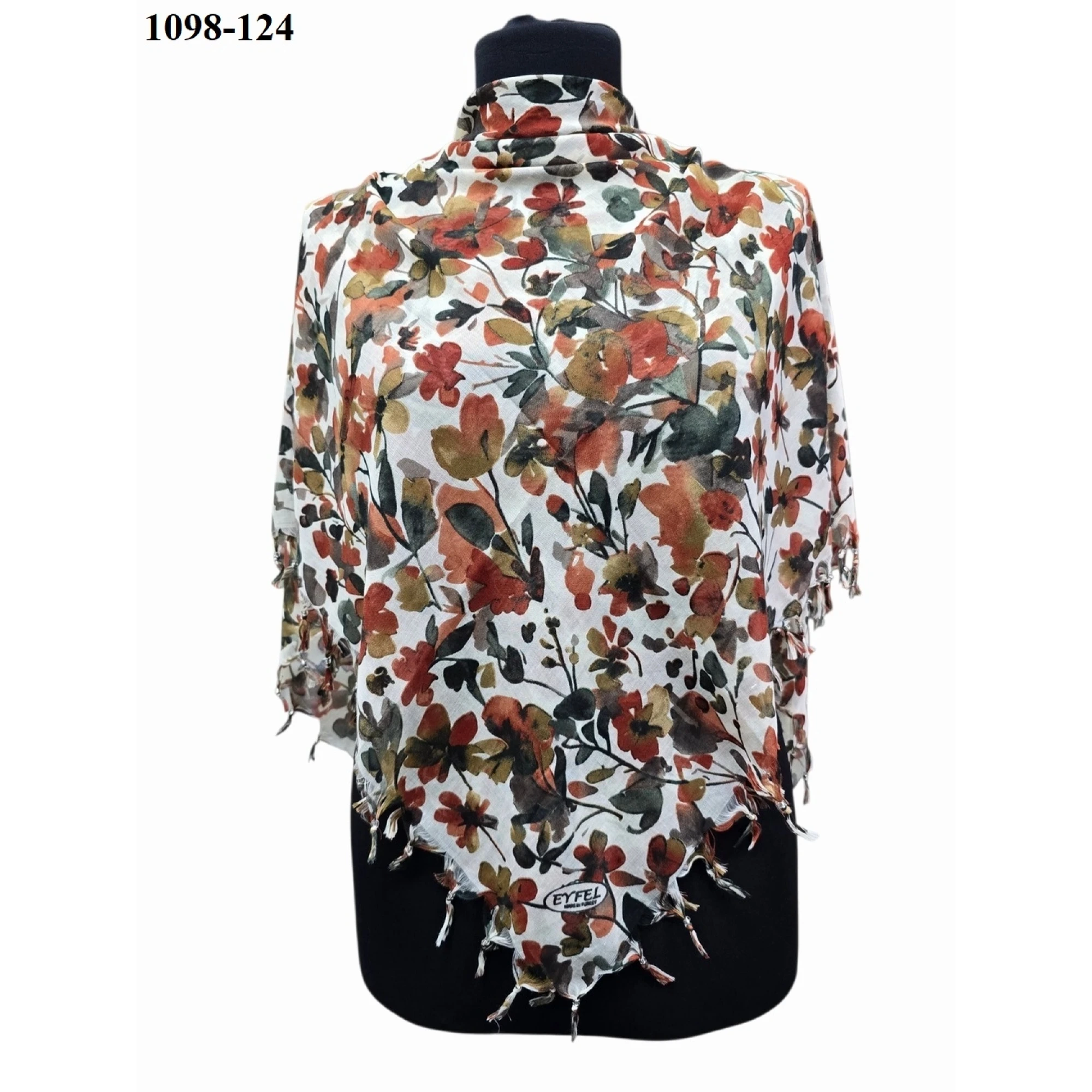 Eyfel Desenli Sökme Boncuklu Eşarp 1098-124