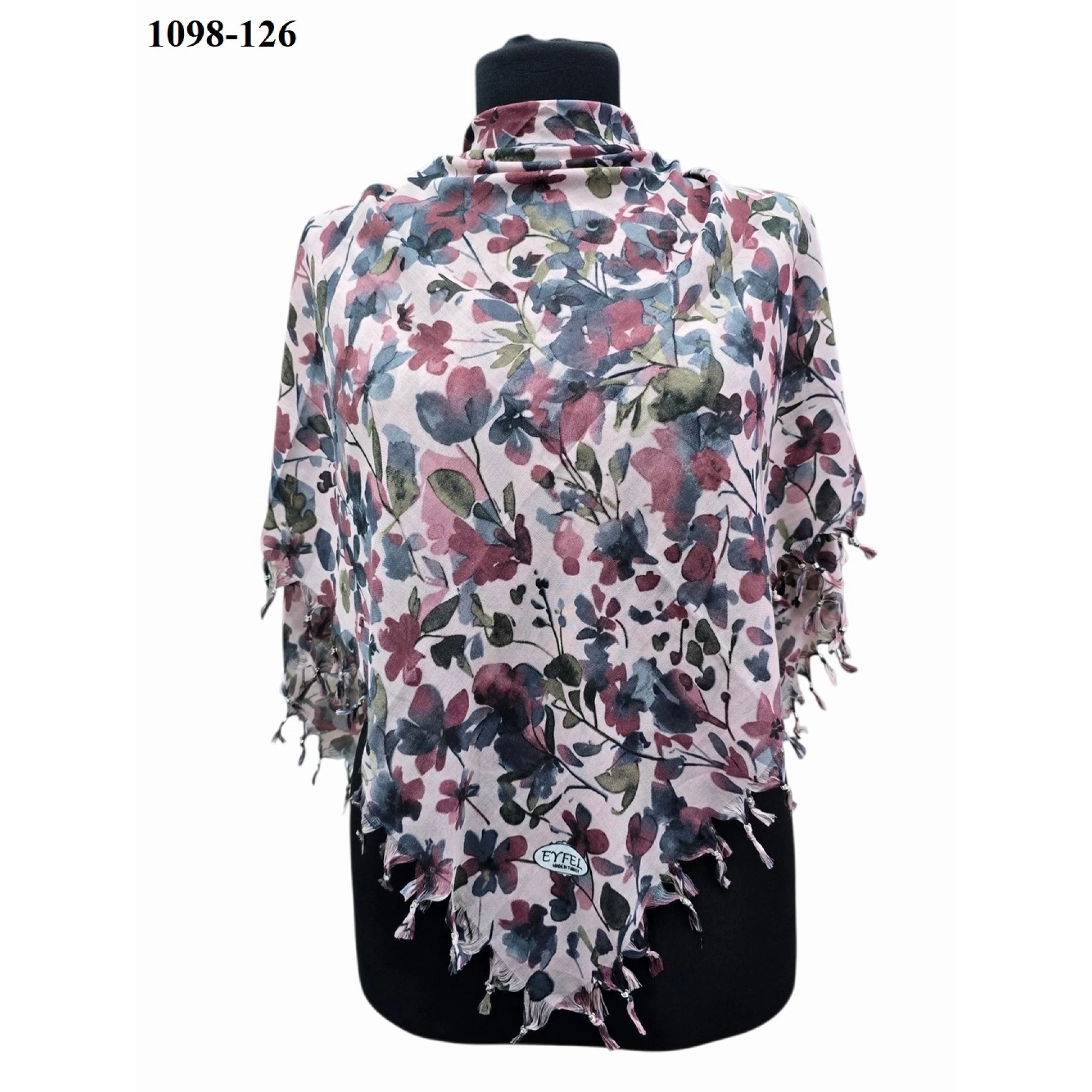 Eyfel Desenli Sökme Boncuklu Eşarp 1098-126