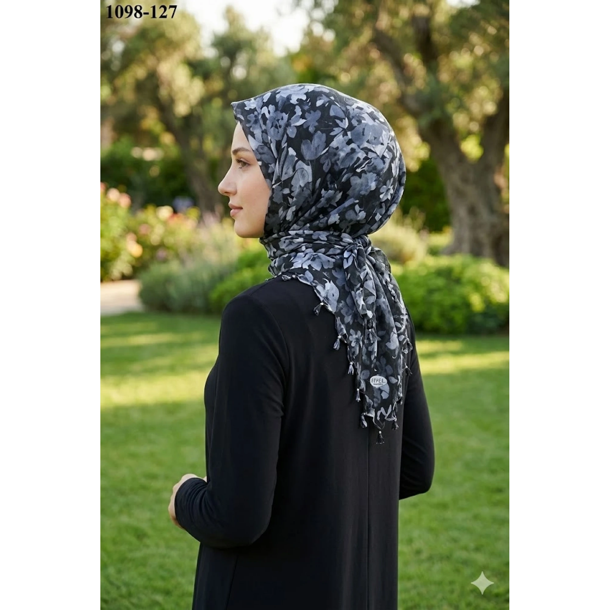 Eyfel Desenli Sökme Boncuklu Eşarp 1098-127