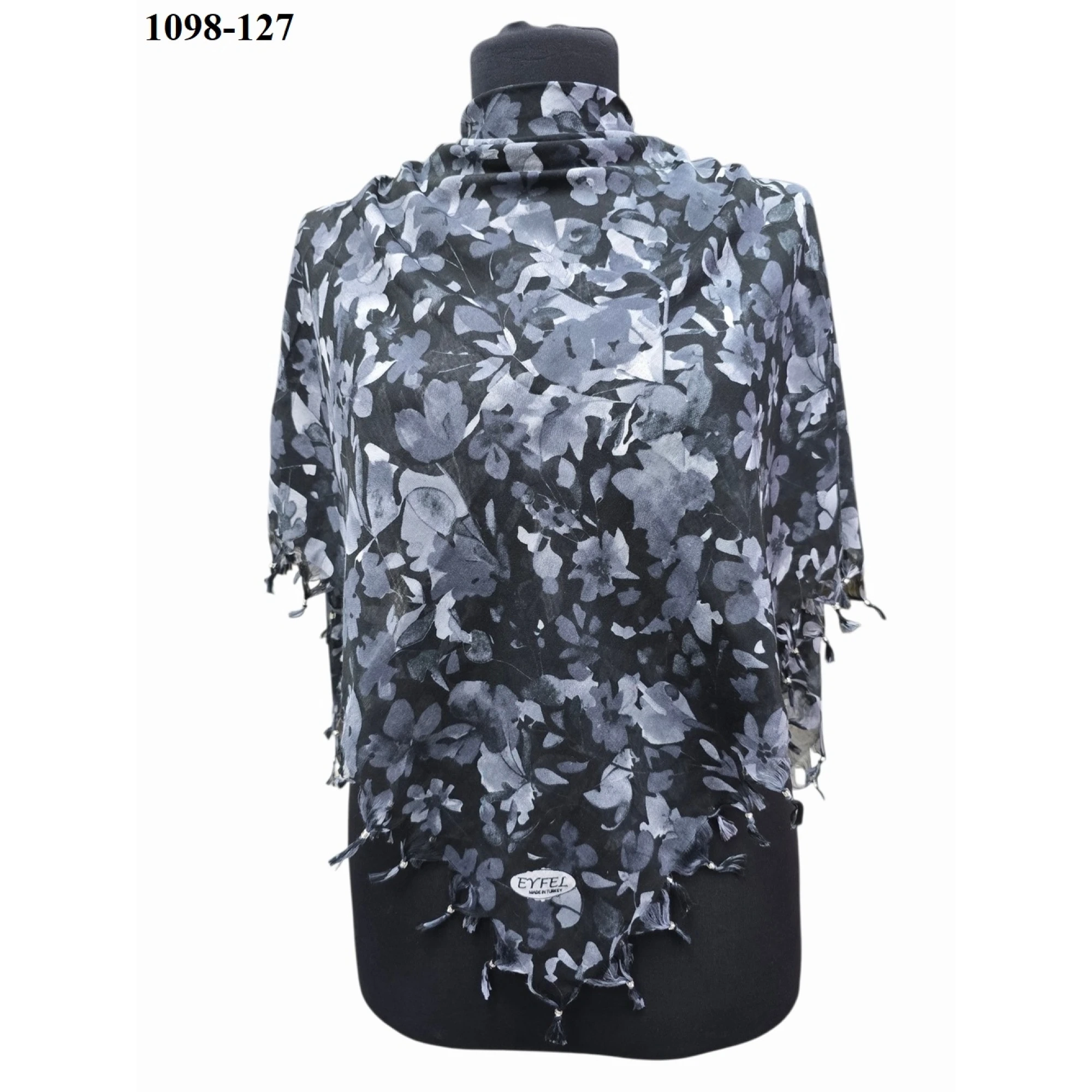 Eyfel Desenli Sökme Boncuklu Eşarp 1098-127