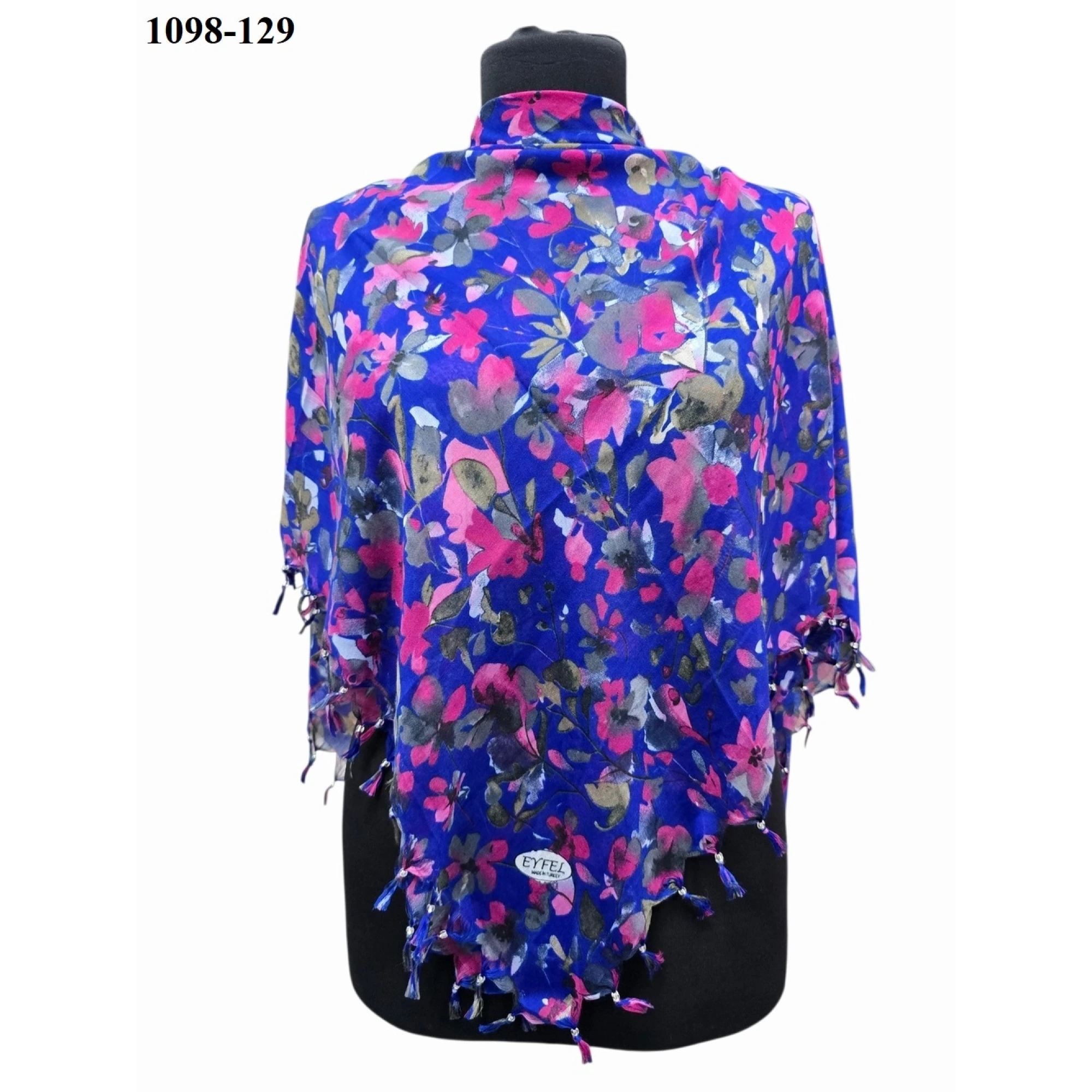 Eyfel Desenli Sökme Boncuklu Eşarp 1098-129