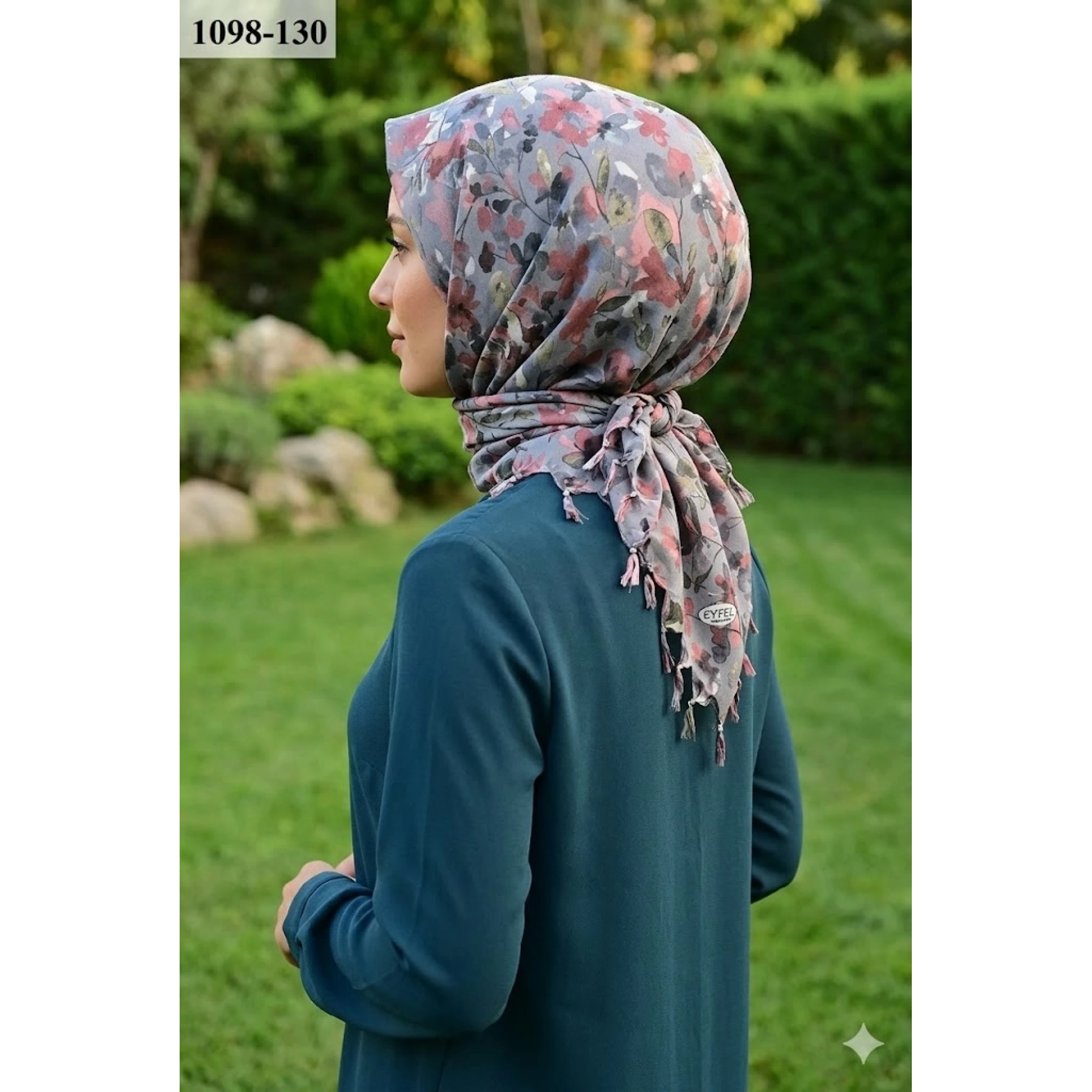 Eyfel Desenli Sökme Boncuklu Eşarp 1098-130