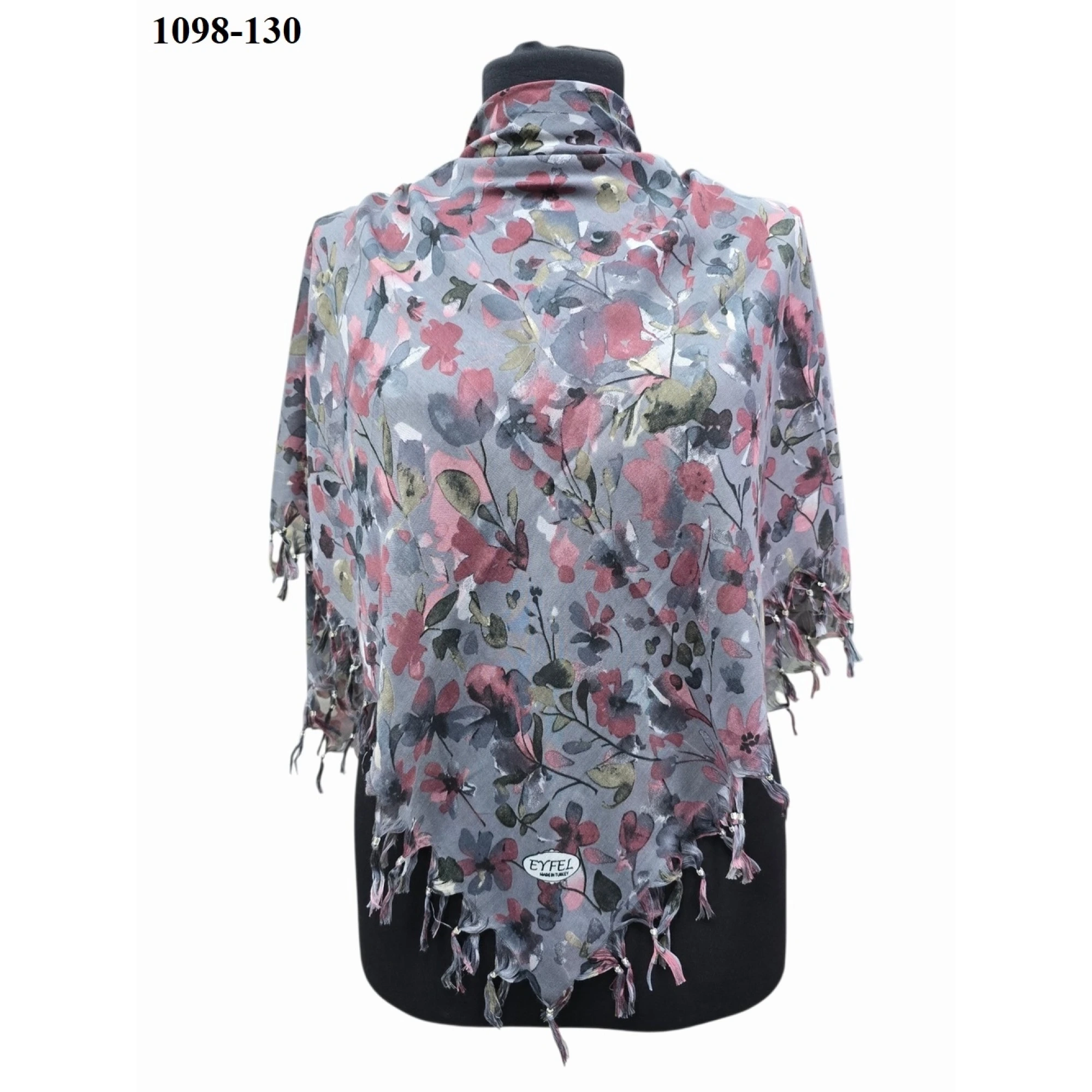 Eyfel Desenli Sökme Boncuklu Eşarp 1098-130