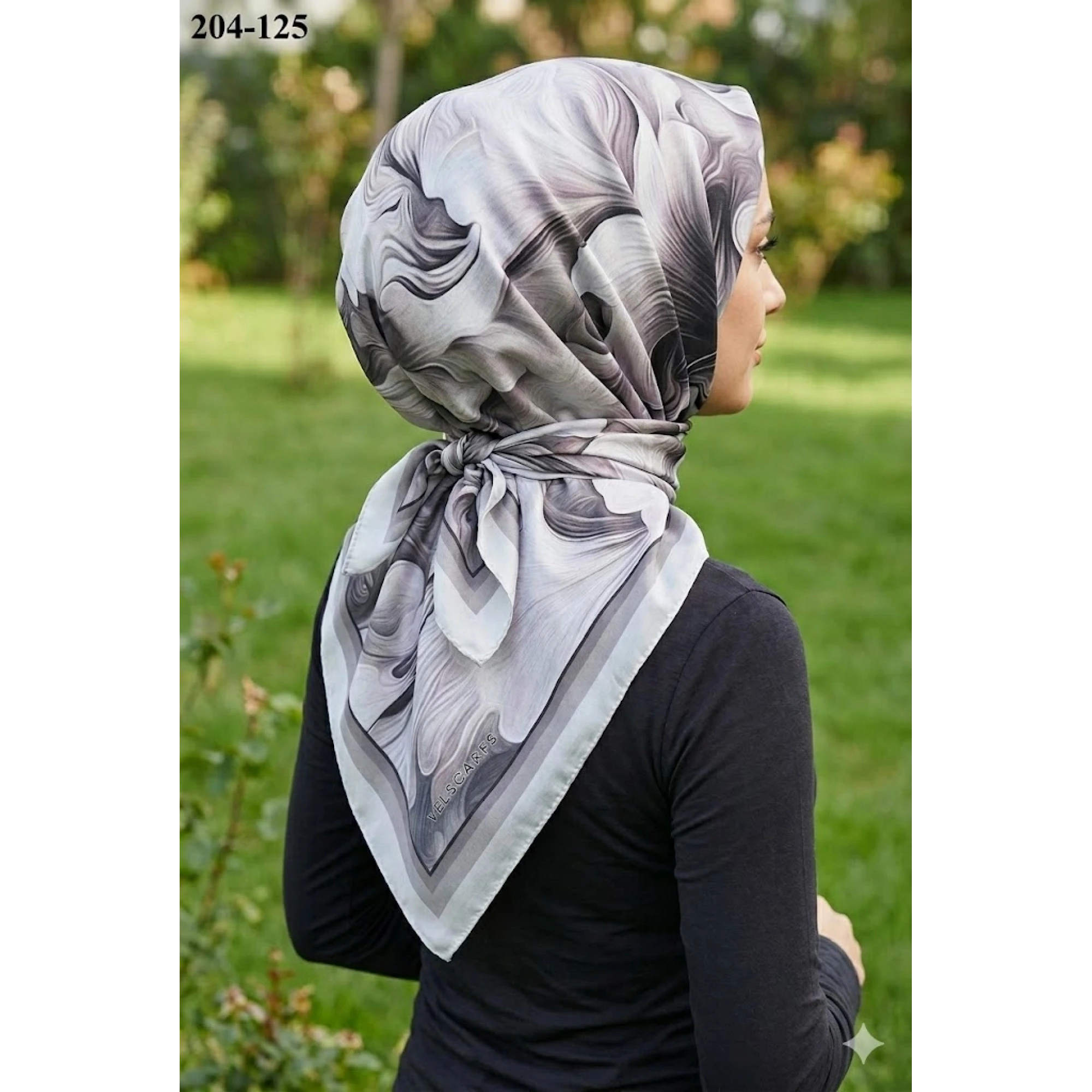 Velscarfs Soft Pamuk Parla Eşarp (Gümüş Gri) 204-125