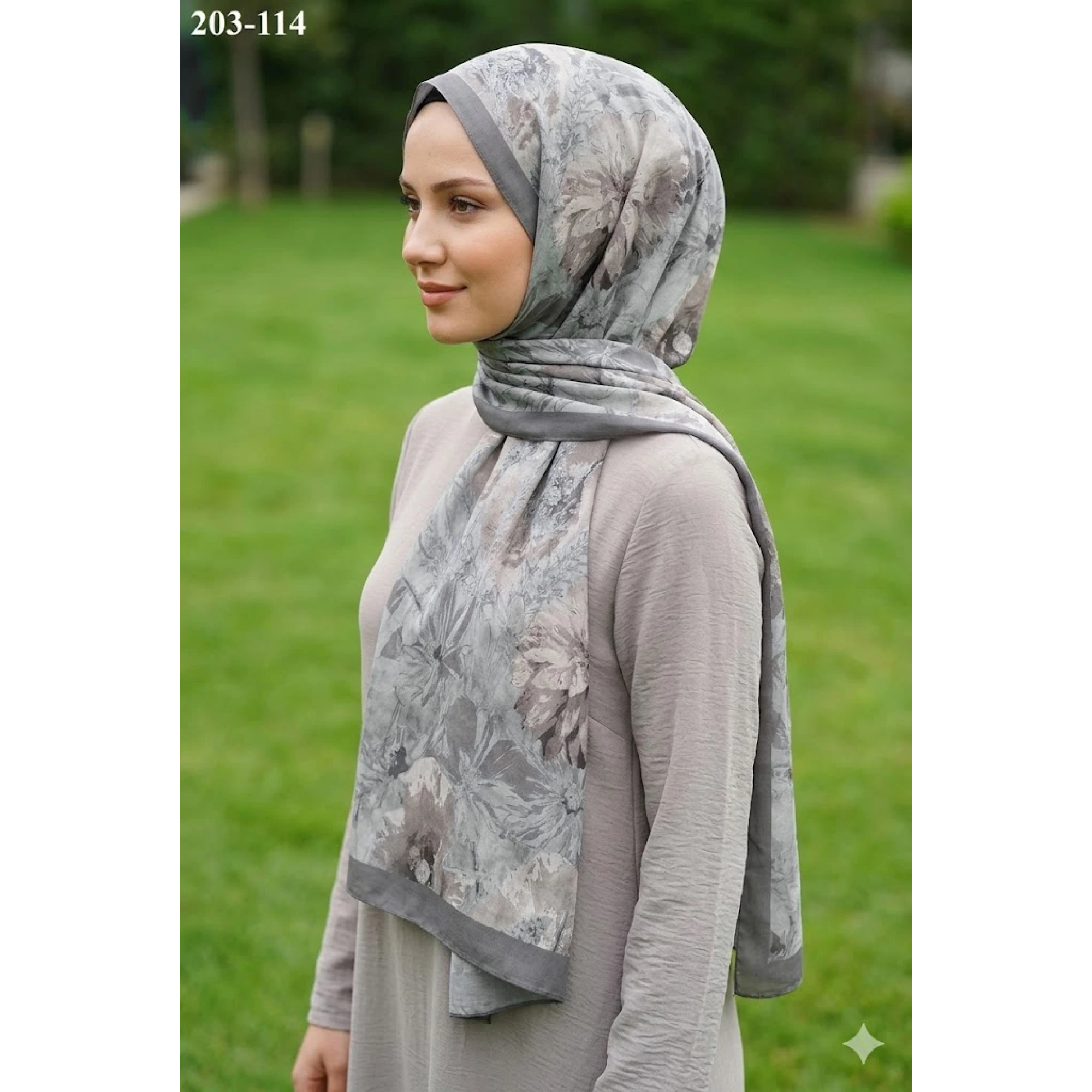 Moon Scarf Bambu Kraş Pamuk Şal (Gri) 203-114