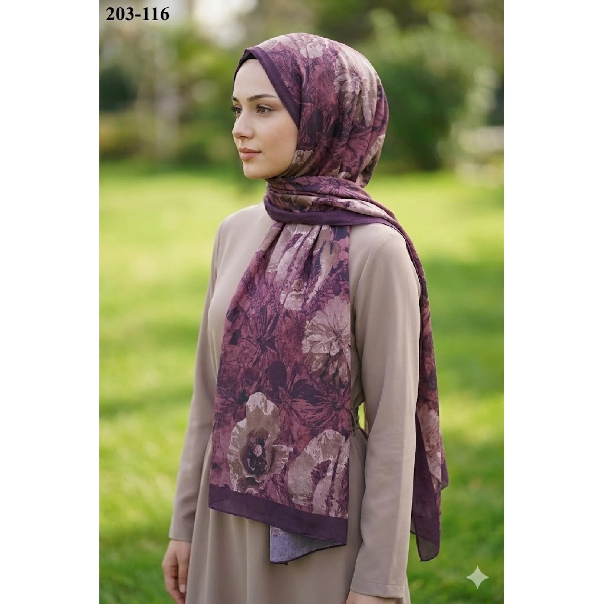 Moon Scarf Bambu Kraş Pamuk Şal (Mürdüm) 203-116